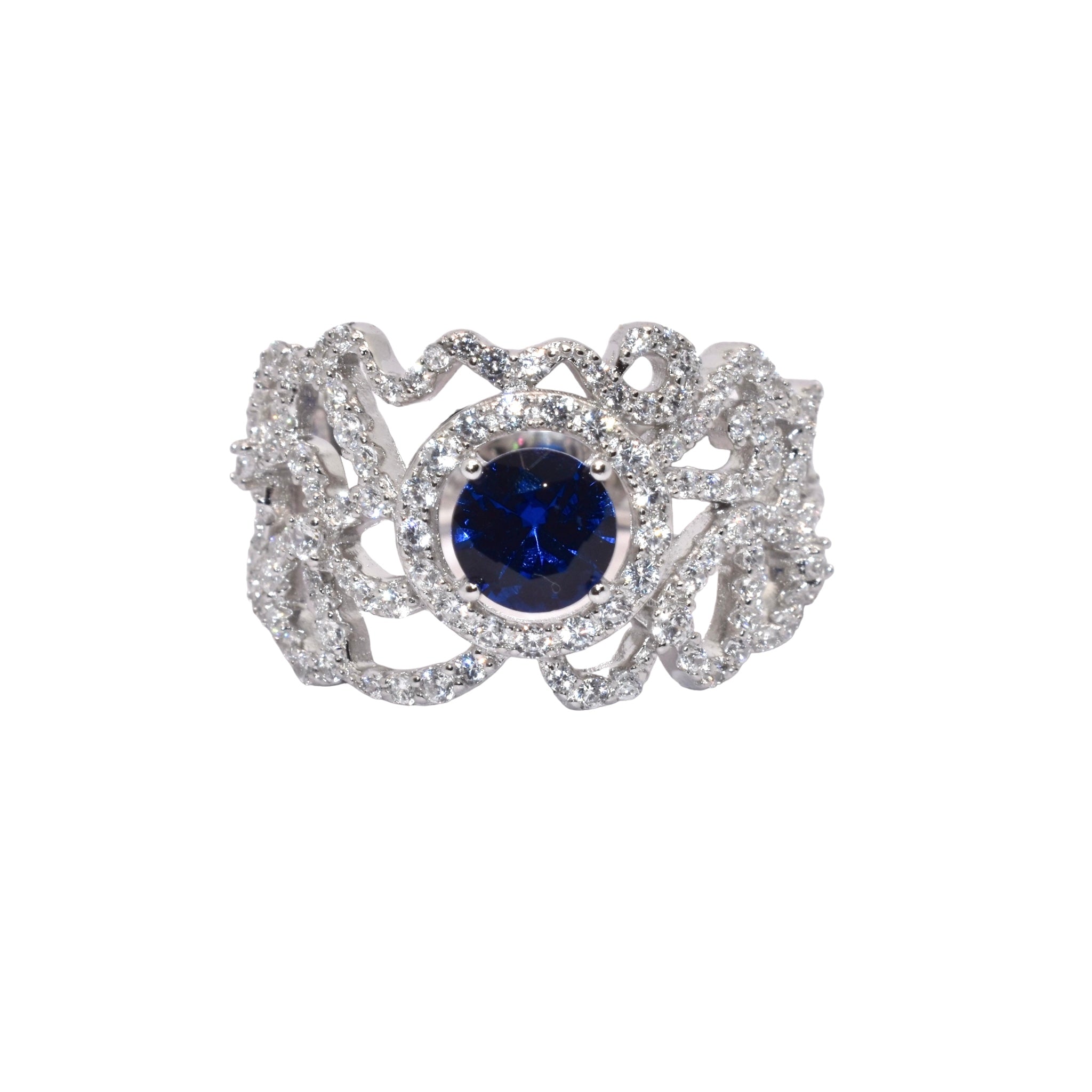 Halo Sapphire Coloured Solitaire Ring