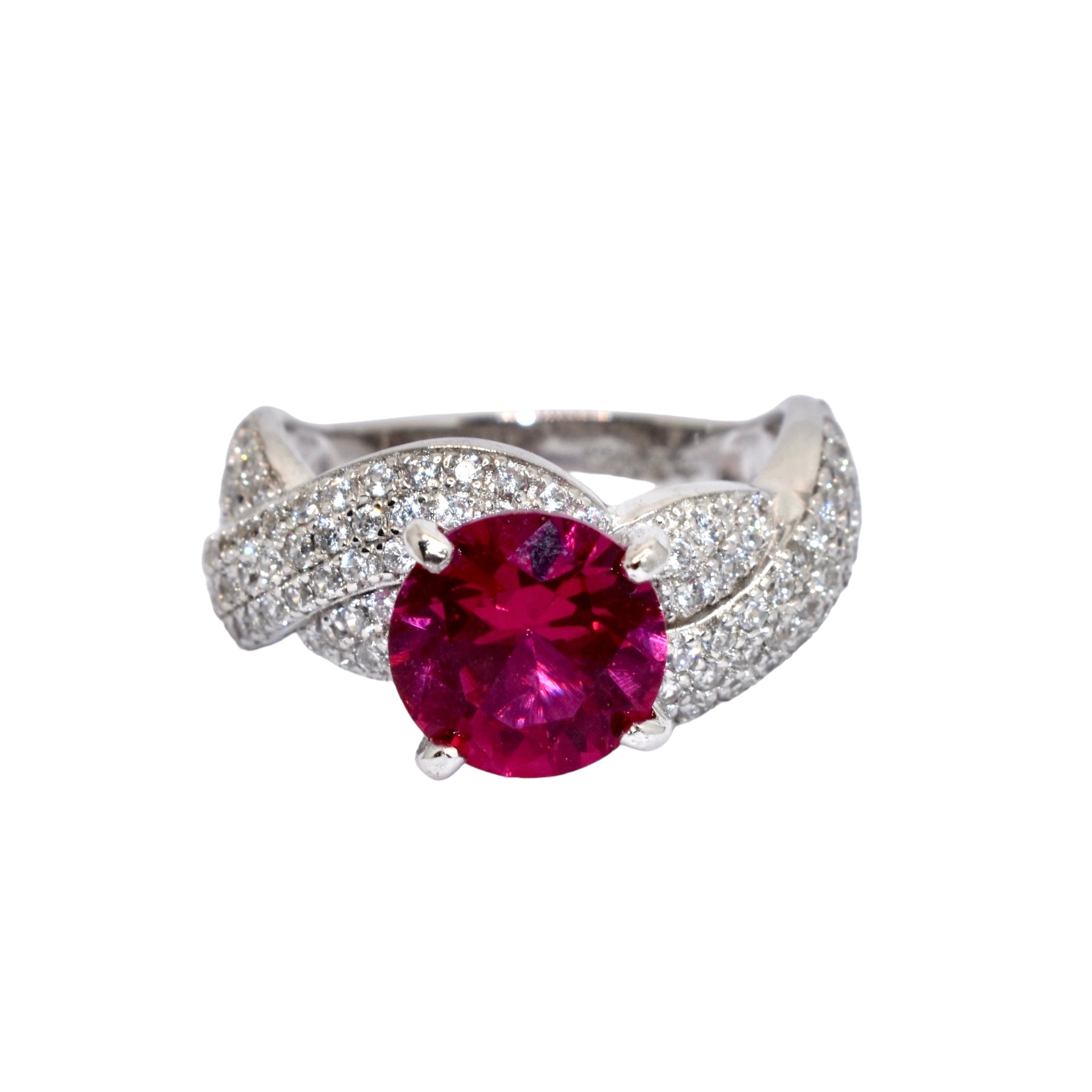 Ruby Coloured Solitaire Ring