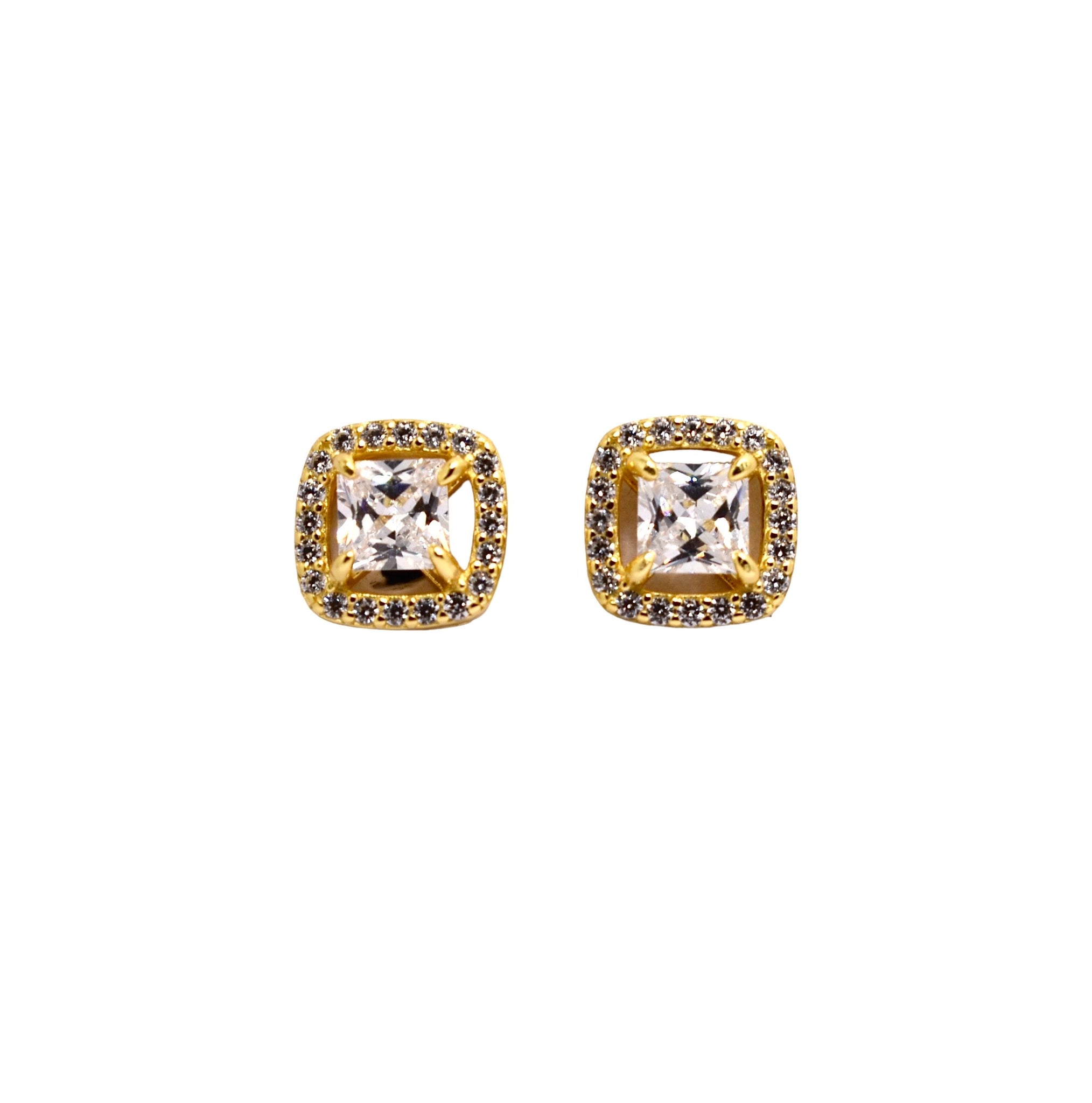 Gold Plated Cushion Cut Studs