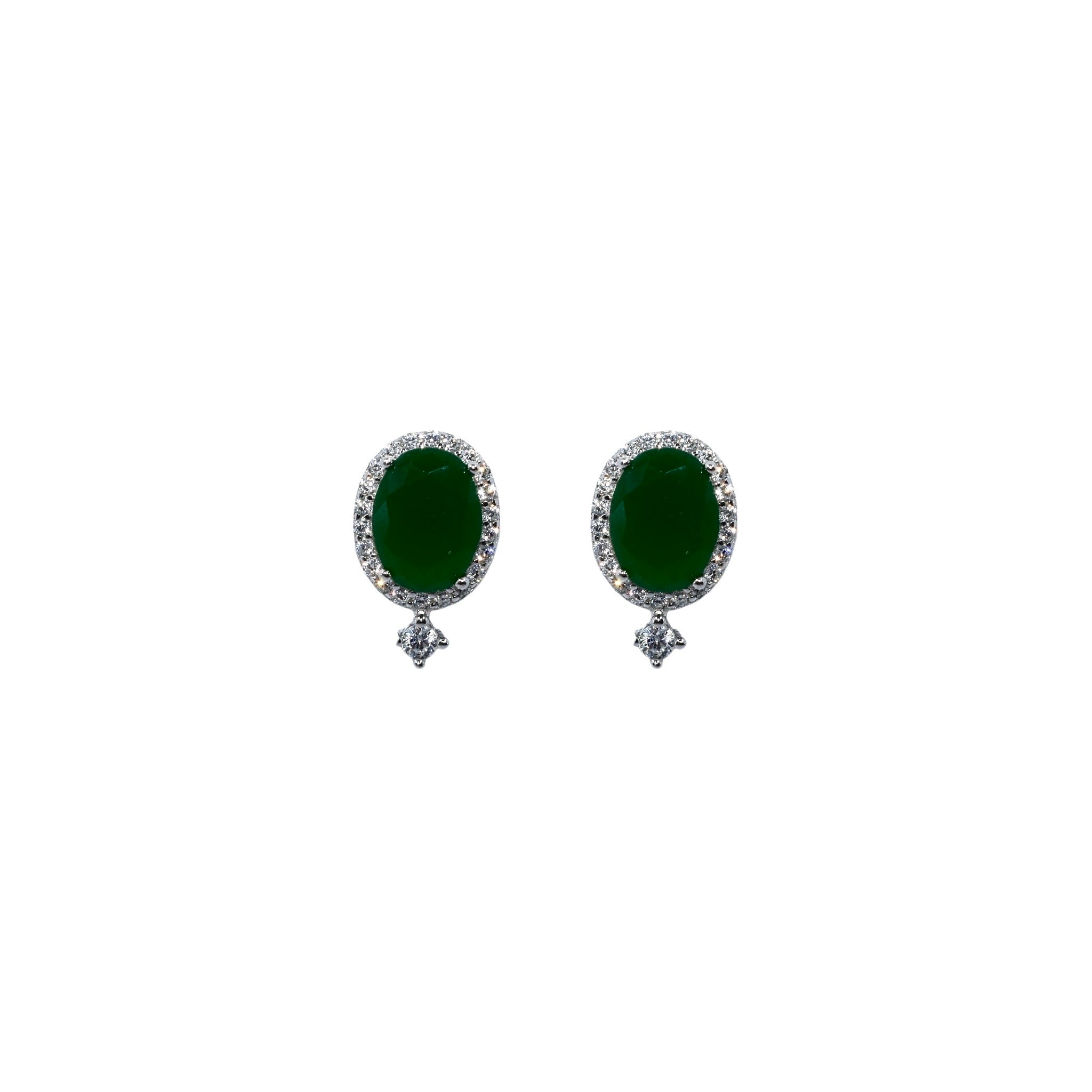 Emerald Coloured Oval Shape Studs