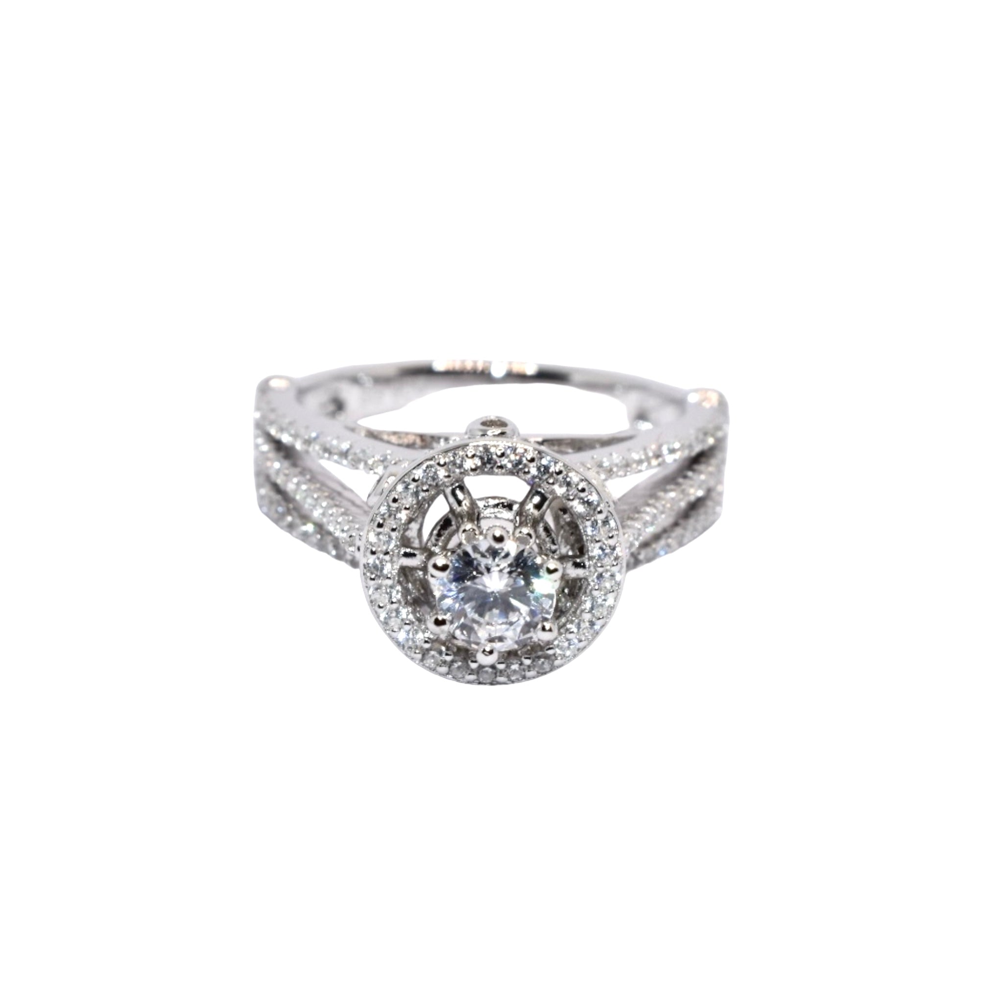 Halo Solitaire Cocktail Ring