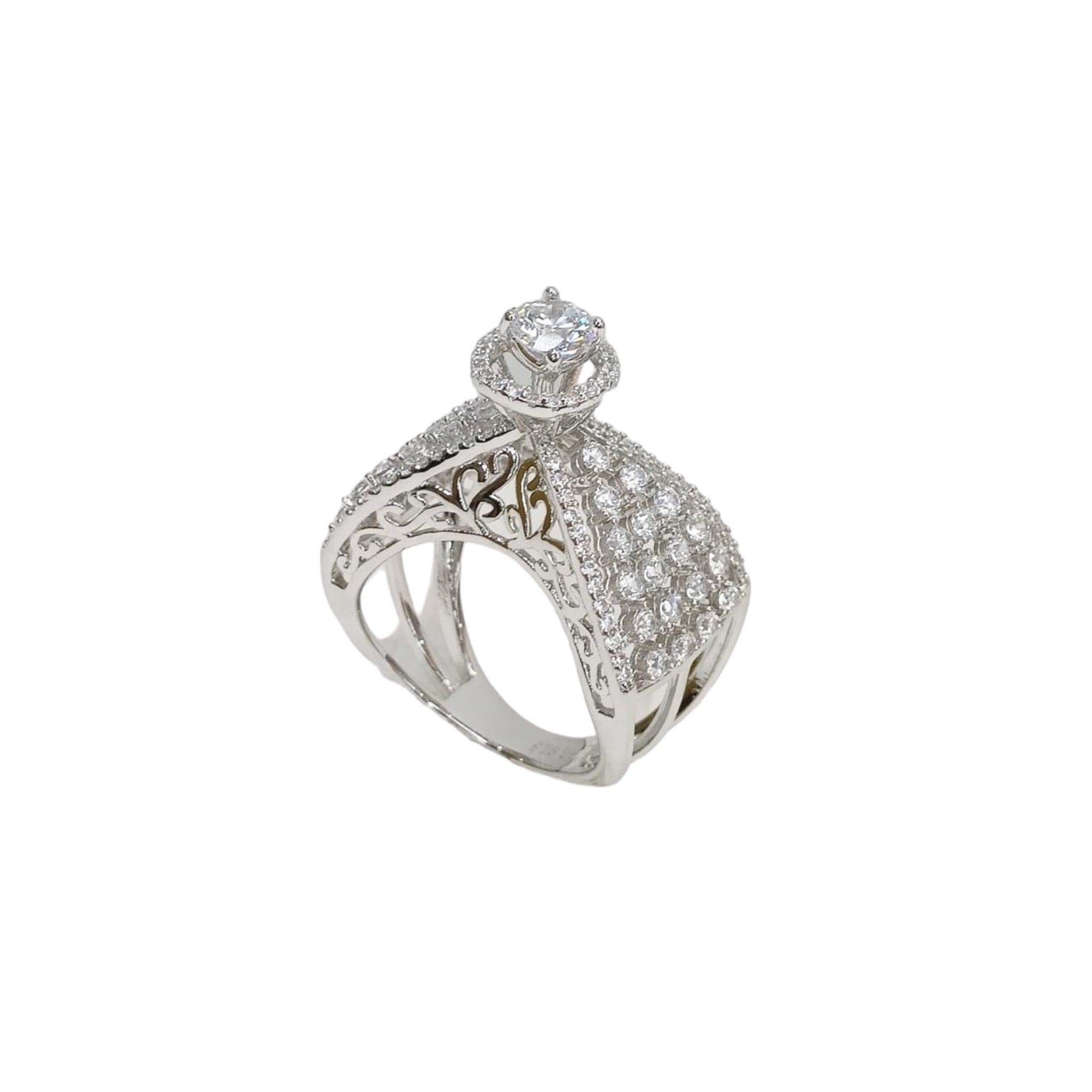 Halo Solitaire Cocktail Ring