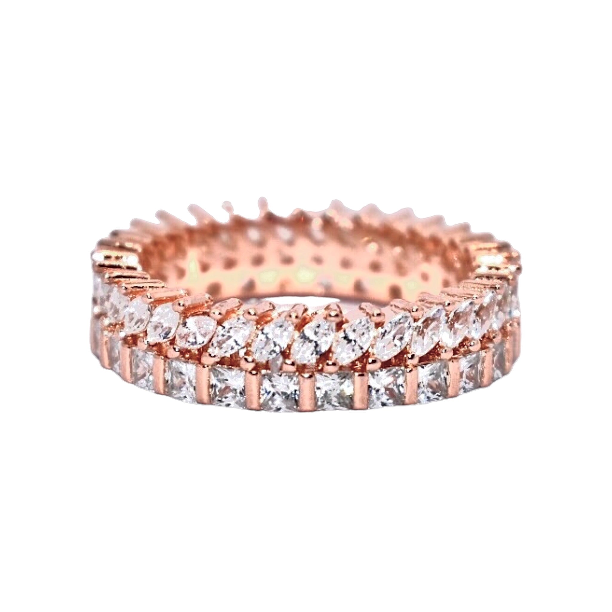 Rose Gold Dual Shape Band Ring