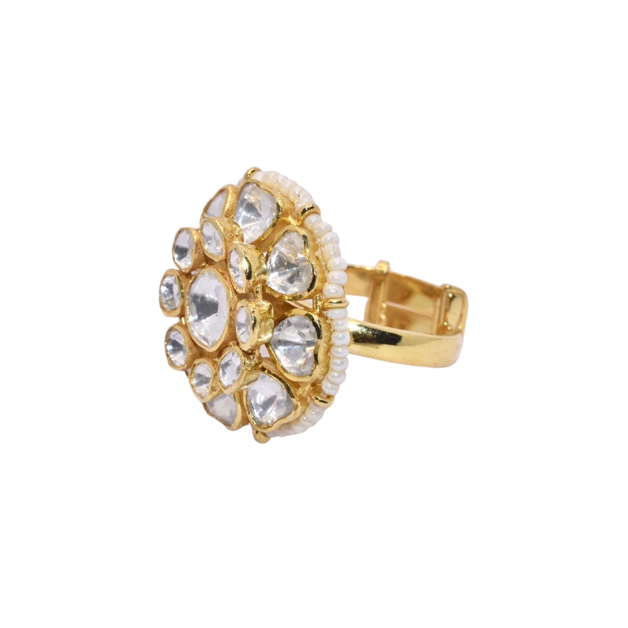 Solitaire Adjustable  Moissanite Gold Plated Ring