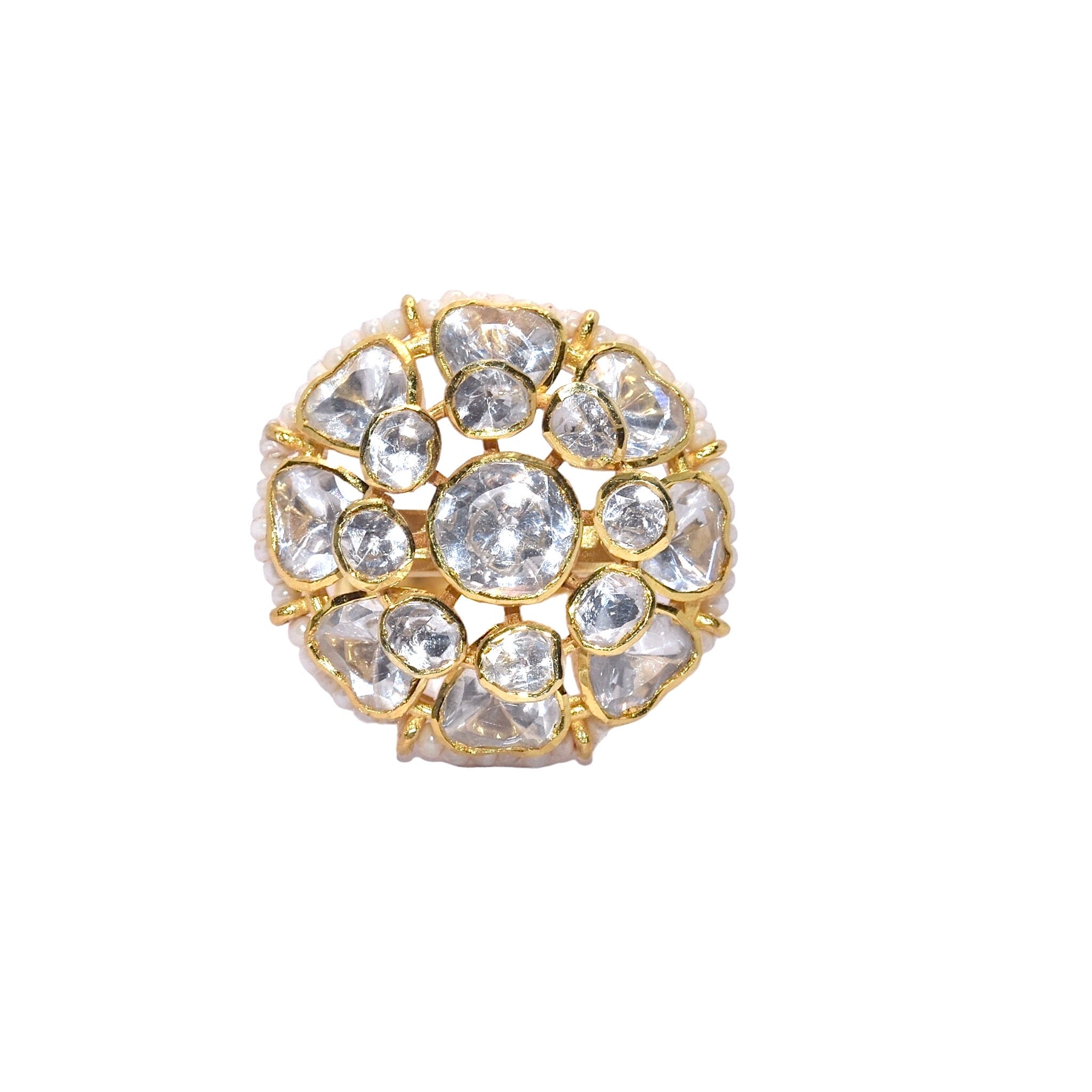 Solitaire Adjustable  Moissanite Gold Plated Ring