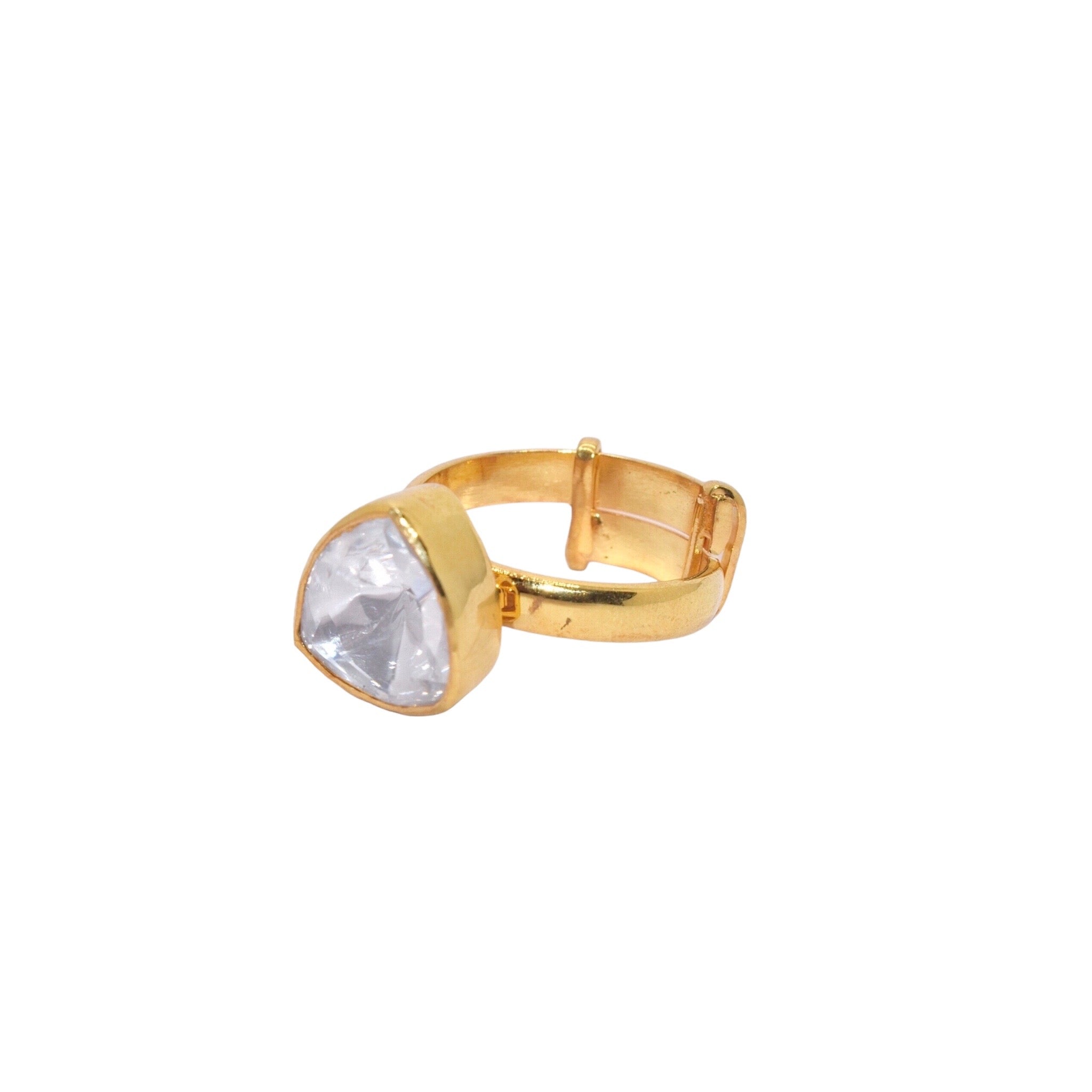 Tri shape  Adjustable  Moissanite Gold Plated Ring