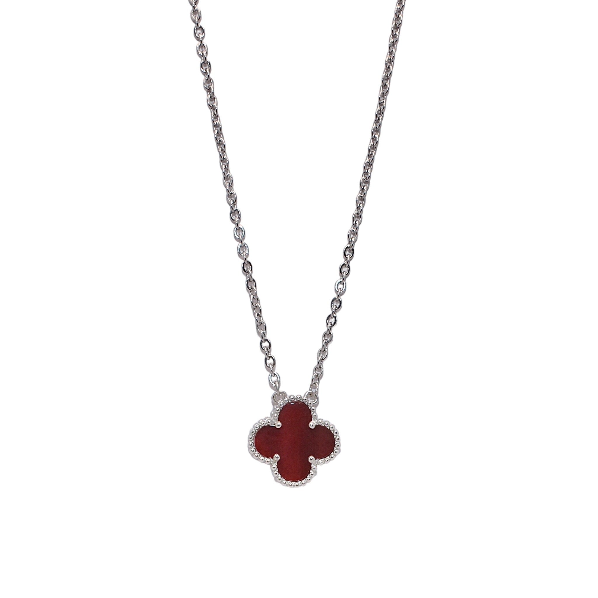 Ruby coloured clover chain Pendant