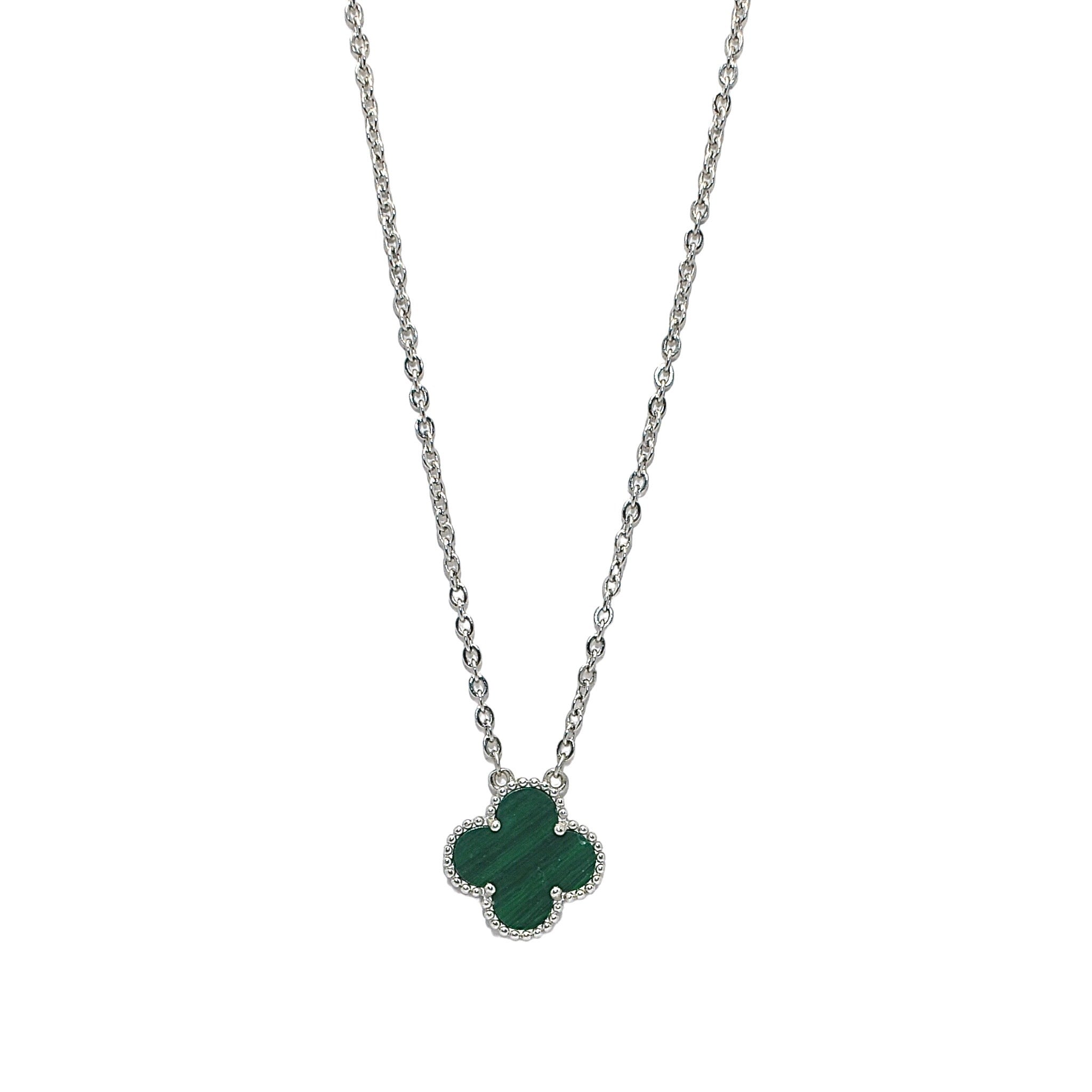 Emerald coloured clover chain Pendant