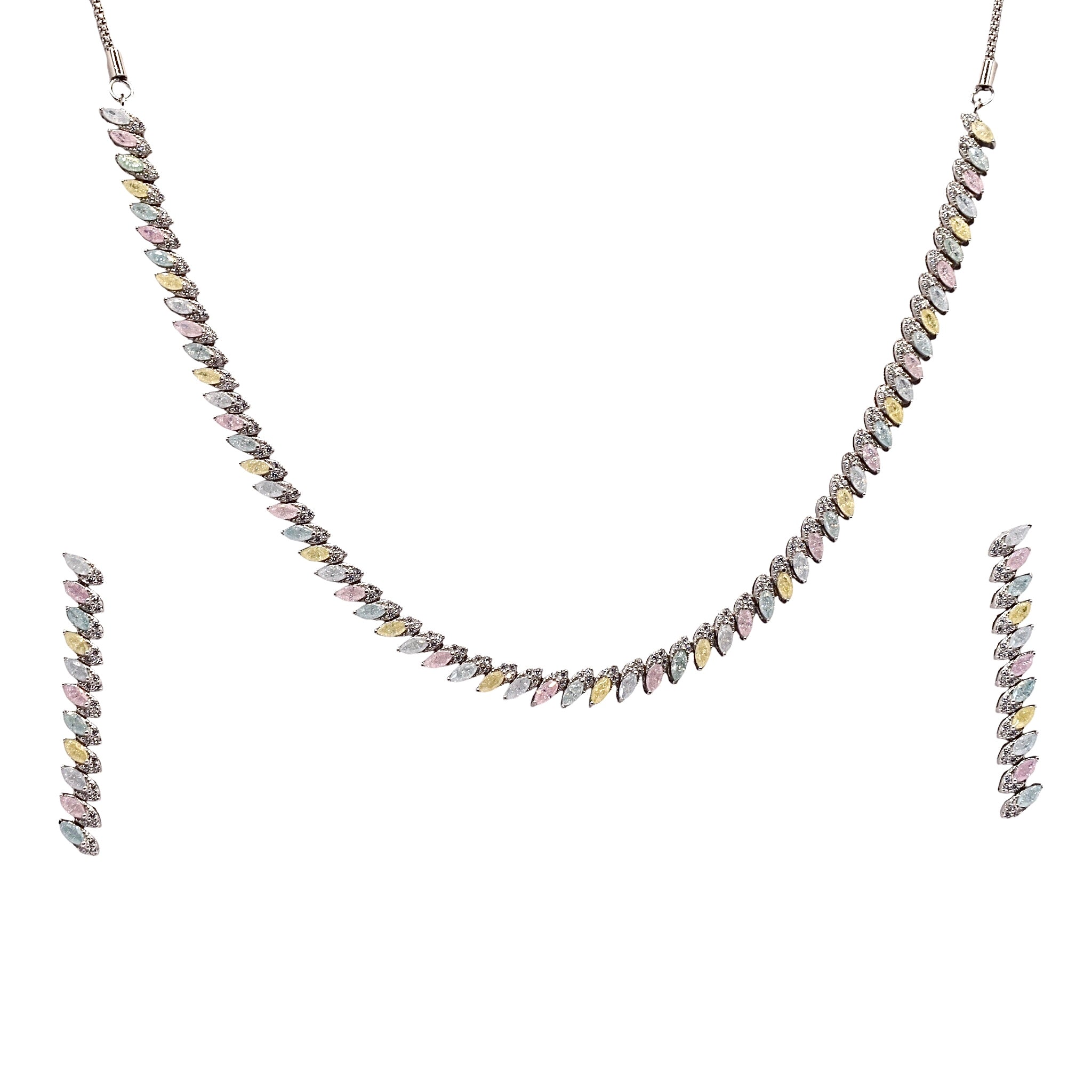 Marquise Pastel  Necklace With Earring