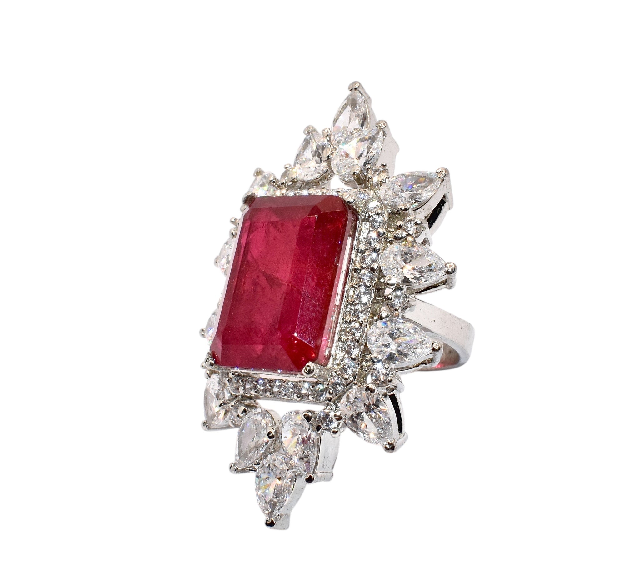Ruby Coloured Cocktail Ring