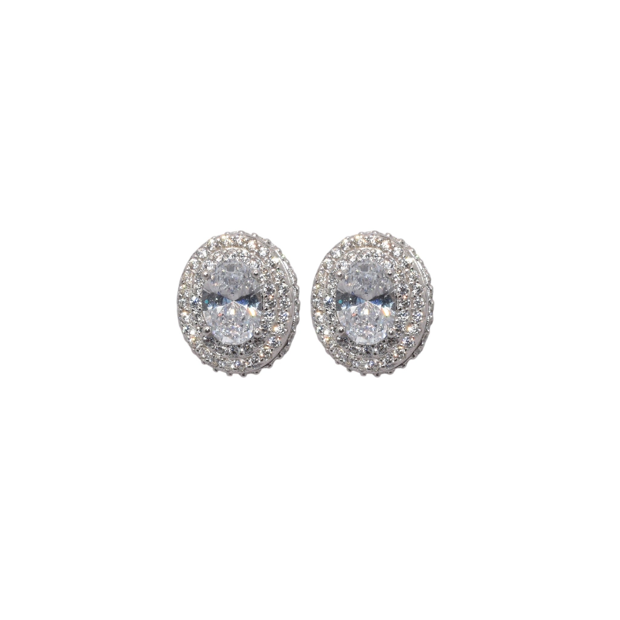 Double Halo Oval Studs