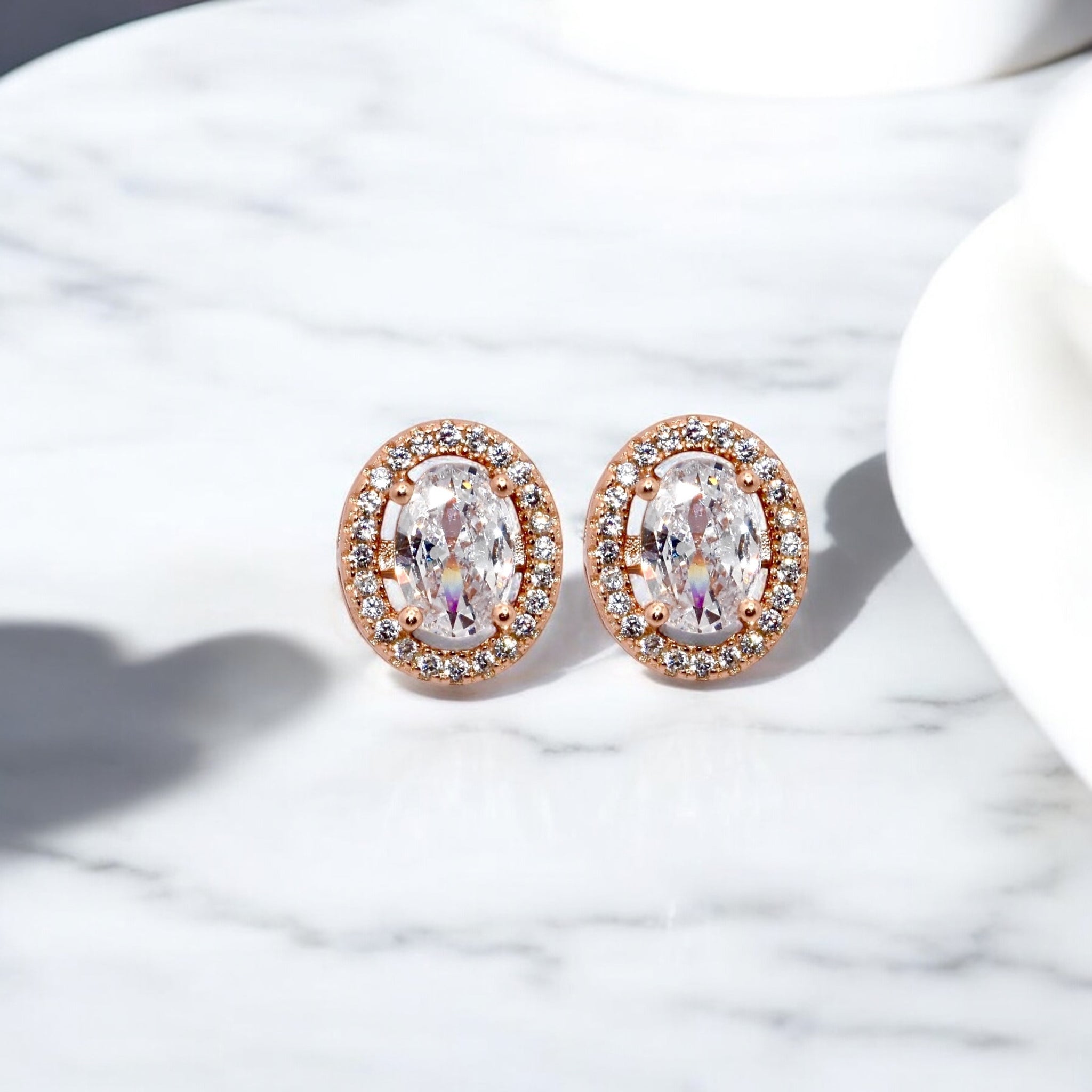 Rose Gold Oval Studs