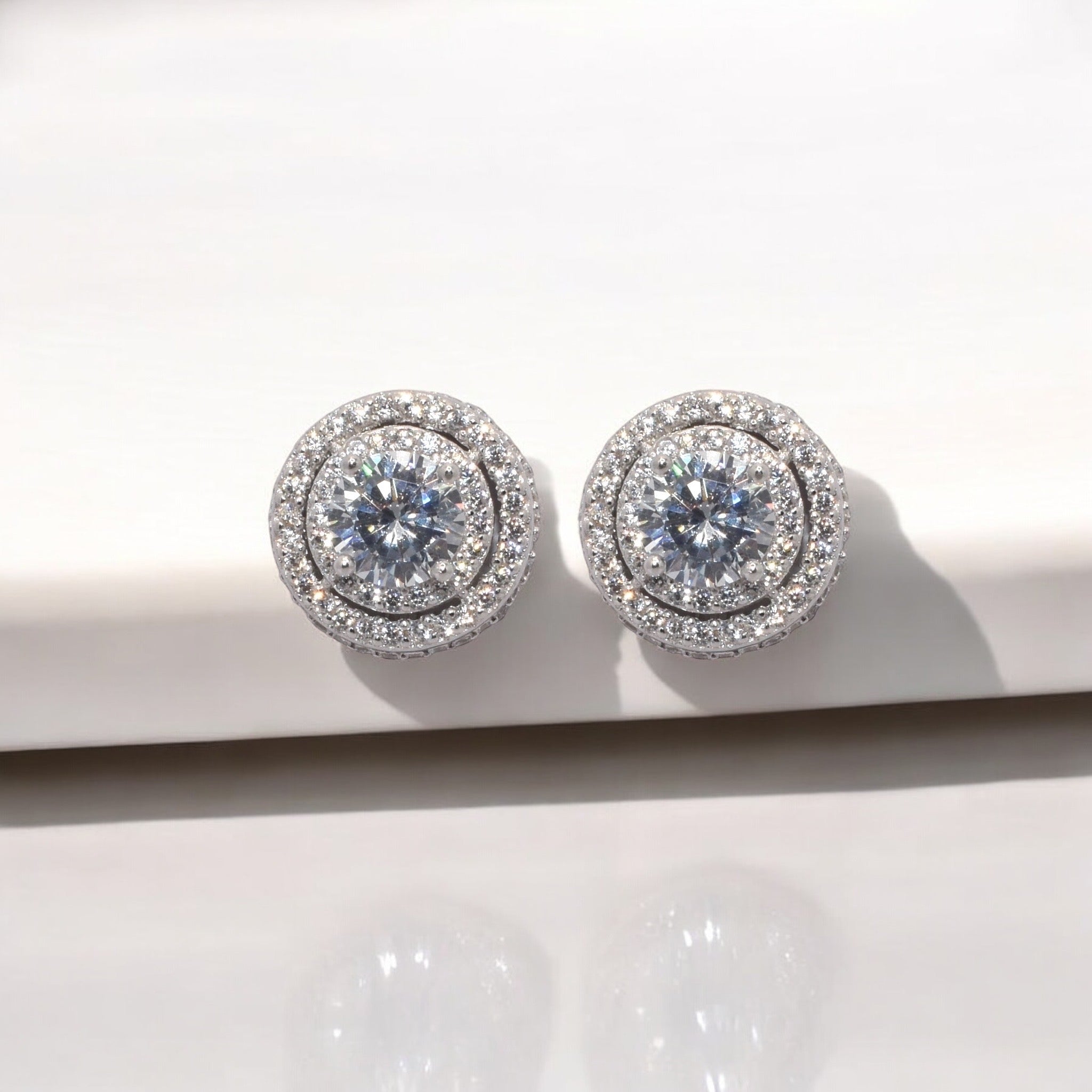 Double Halo Solitaire Studs