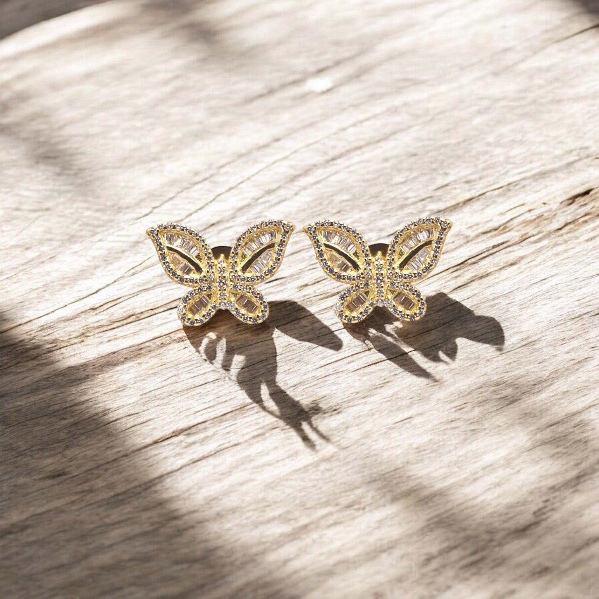 92.5 Silver Gold Plated Butterfly Shape Studs