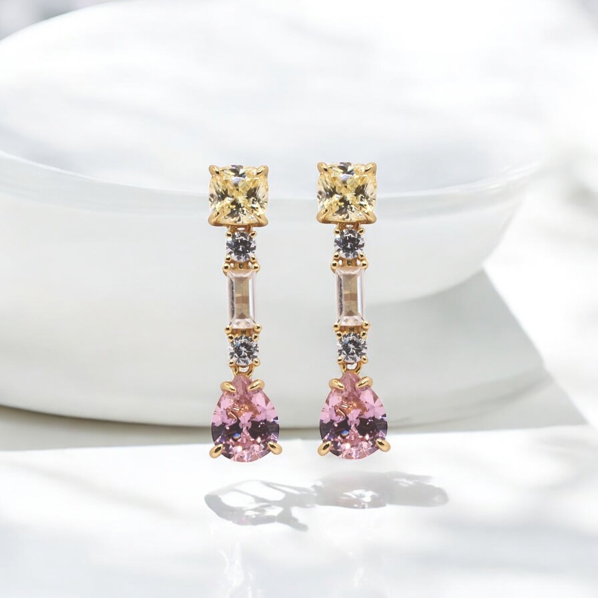 92.5 Silver Gold Plated Pear Shape Studs