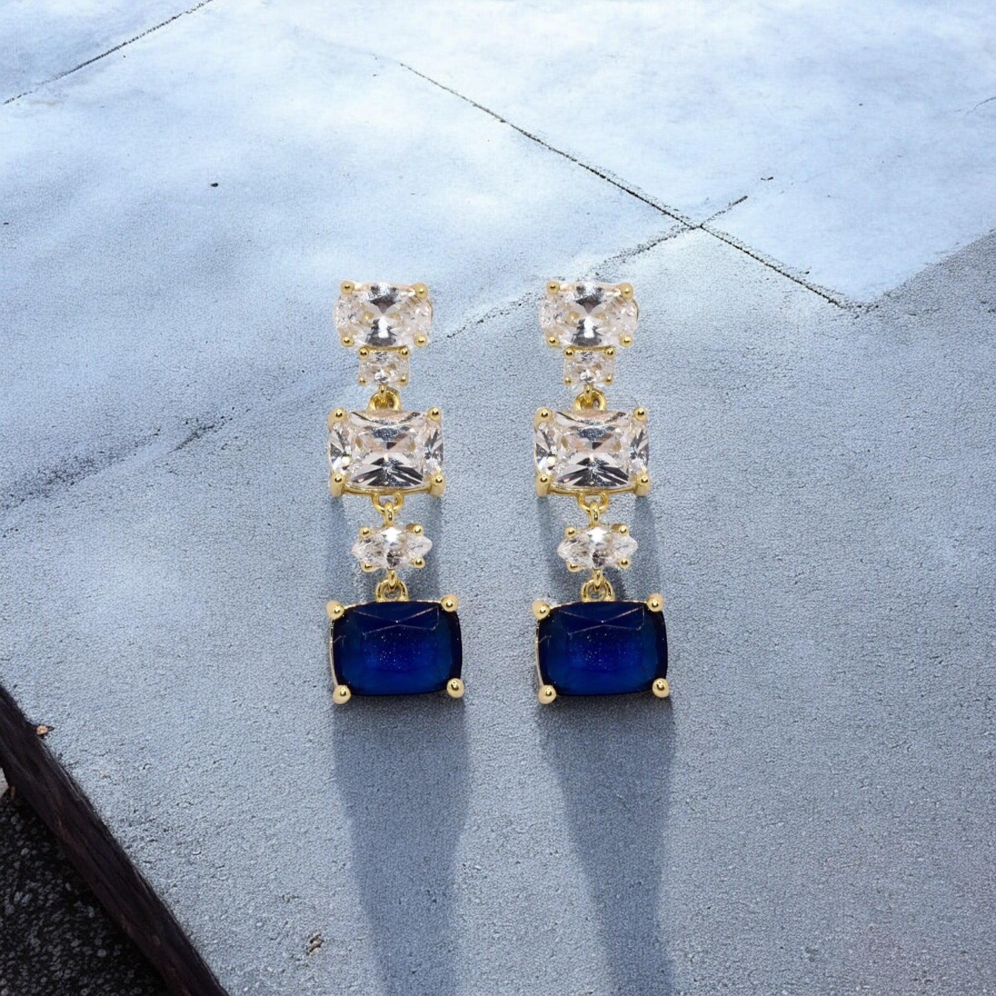 92.5 SilverGold Plated Sapphire Coloured Studs