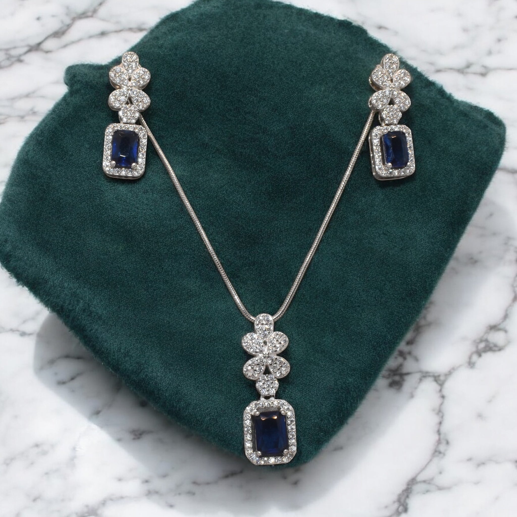 Sapphire Coloured Chain Pendant