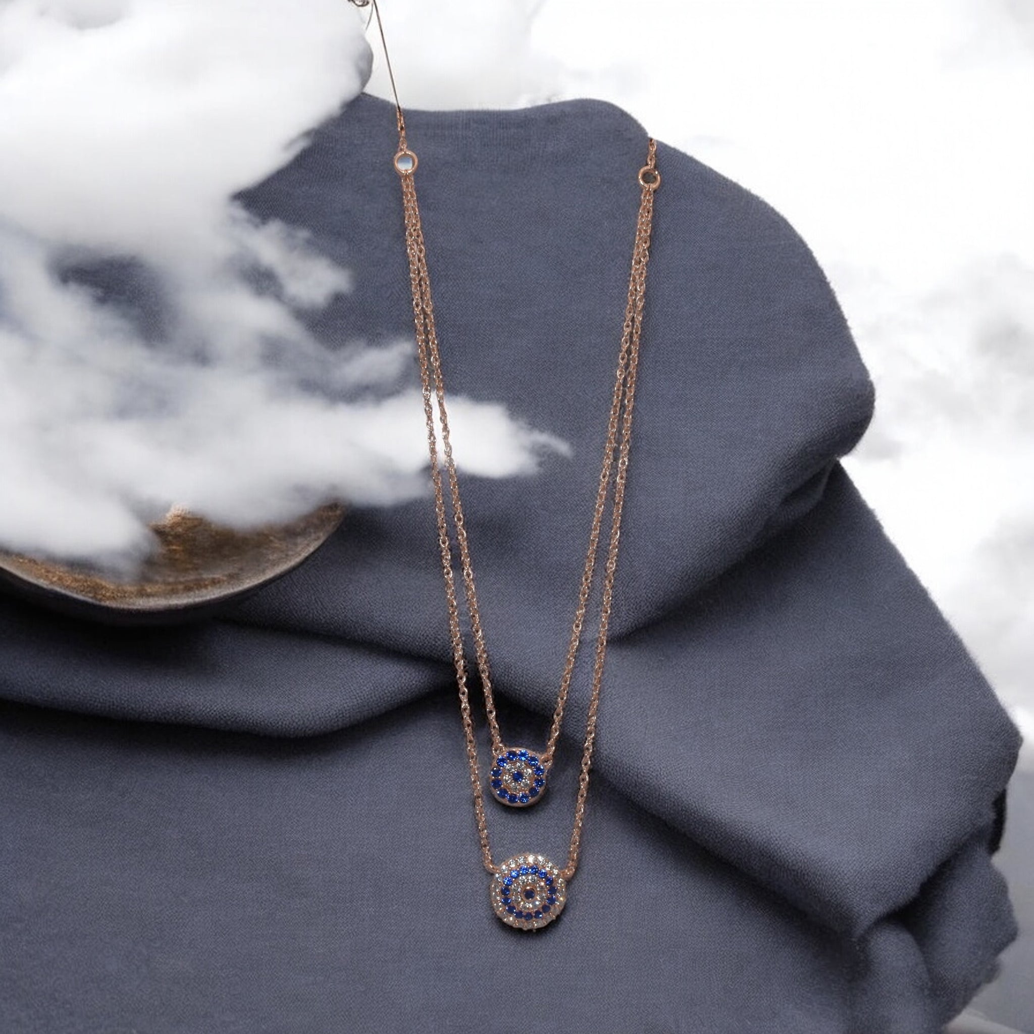 Rose Gold Evil Eye Chain Pendant