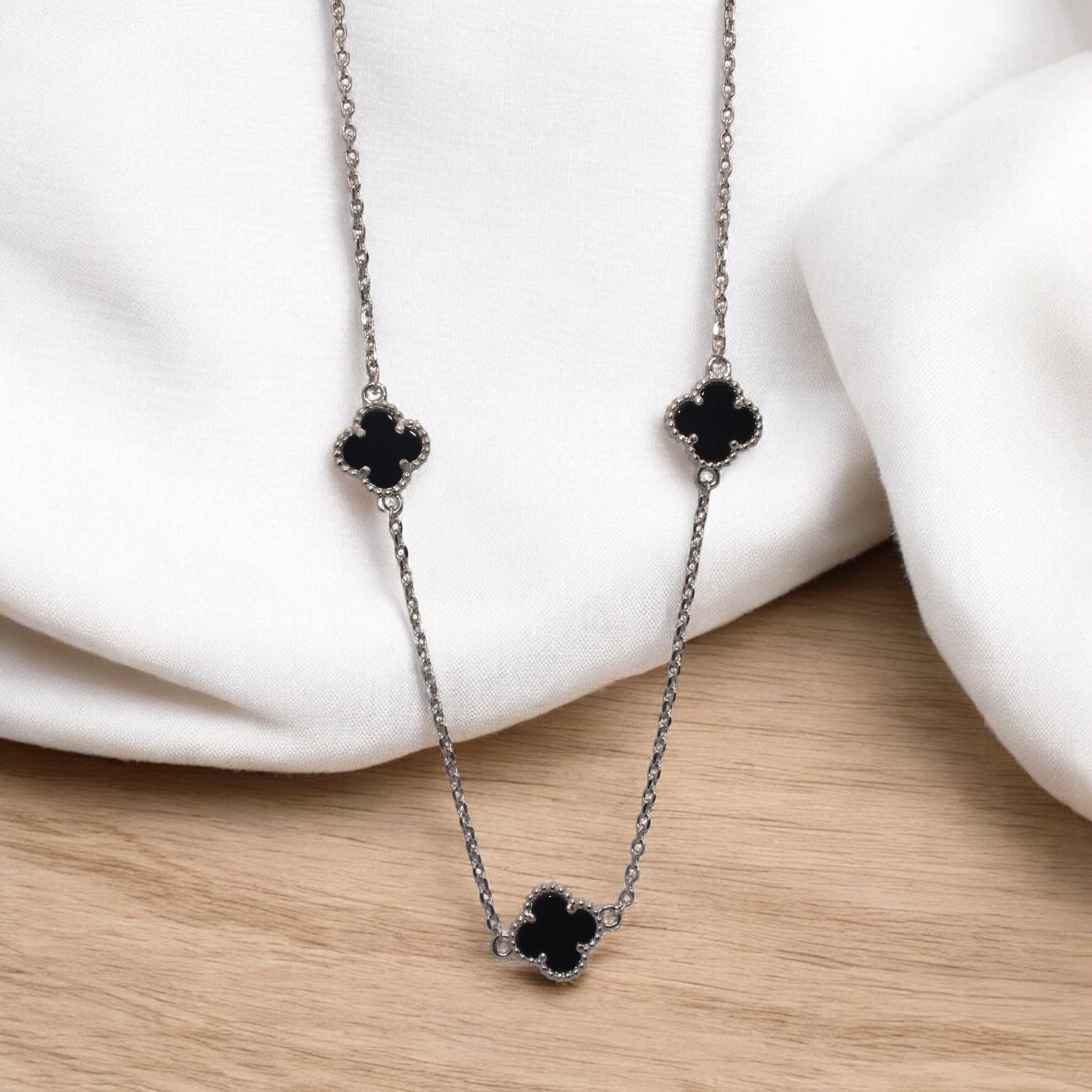 Tri Black Clover Necklace