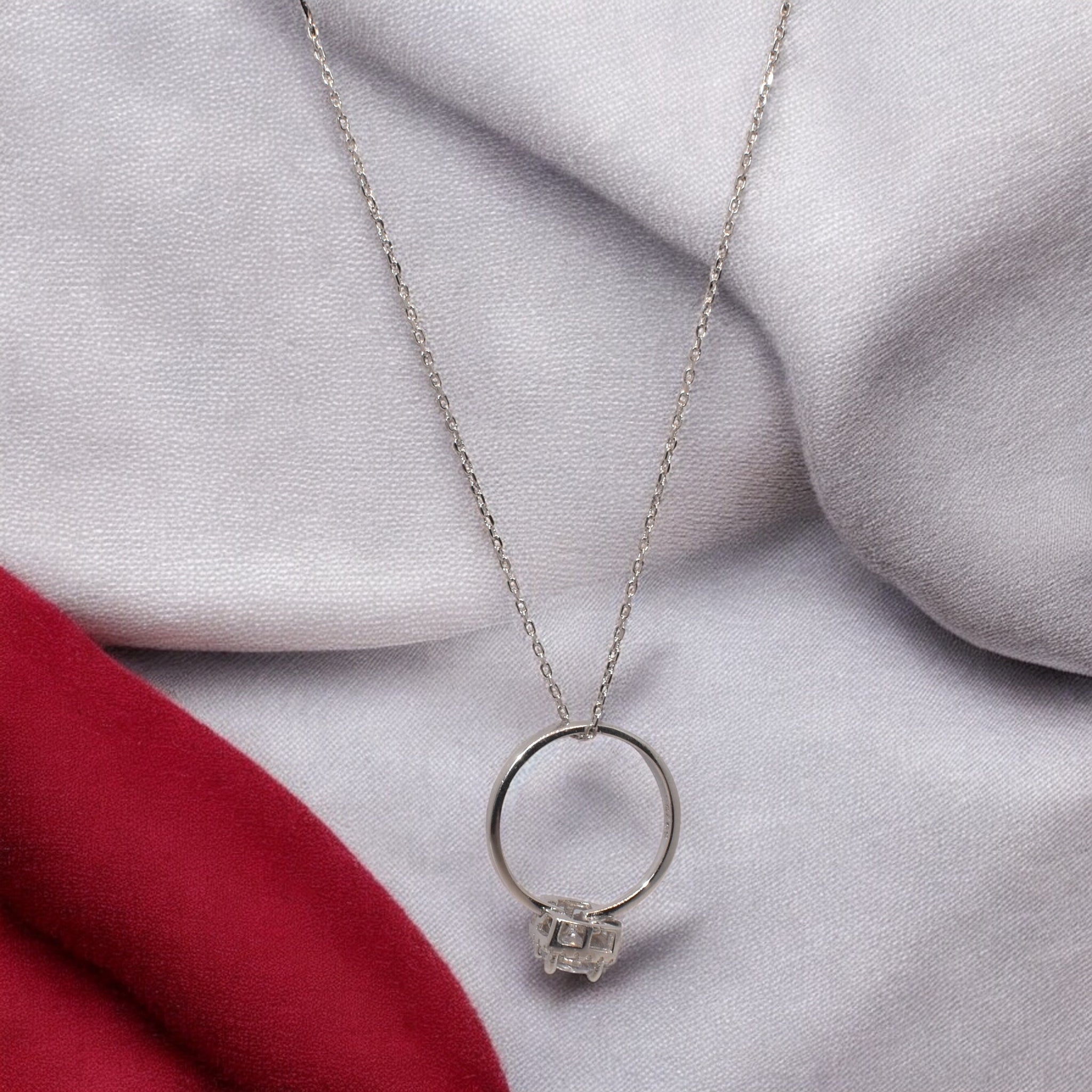 3 in 1 Cushion Ring Chain Pendant