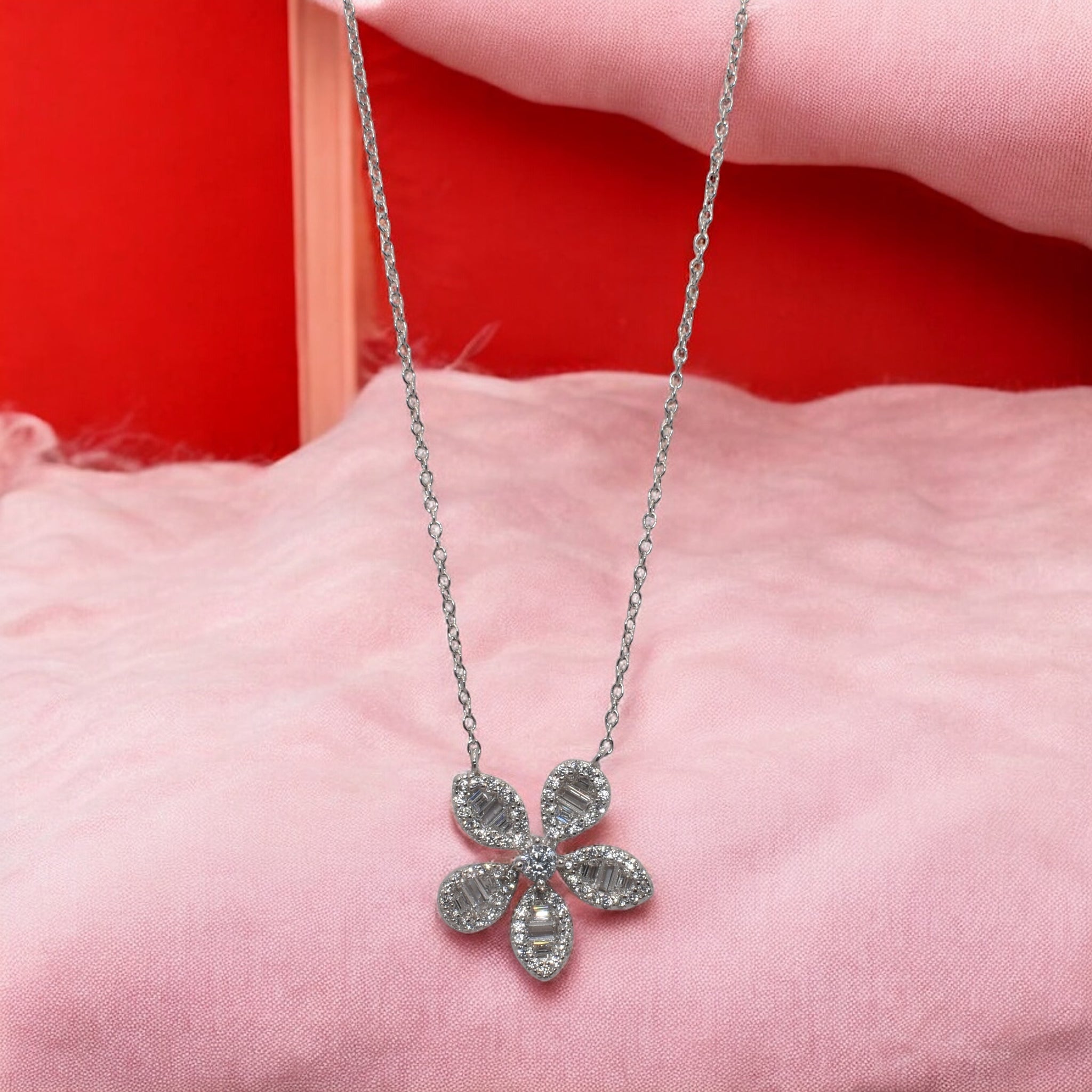 Flower Baguette Chain Pendant