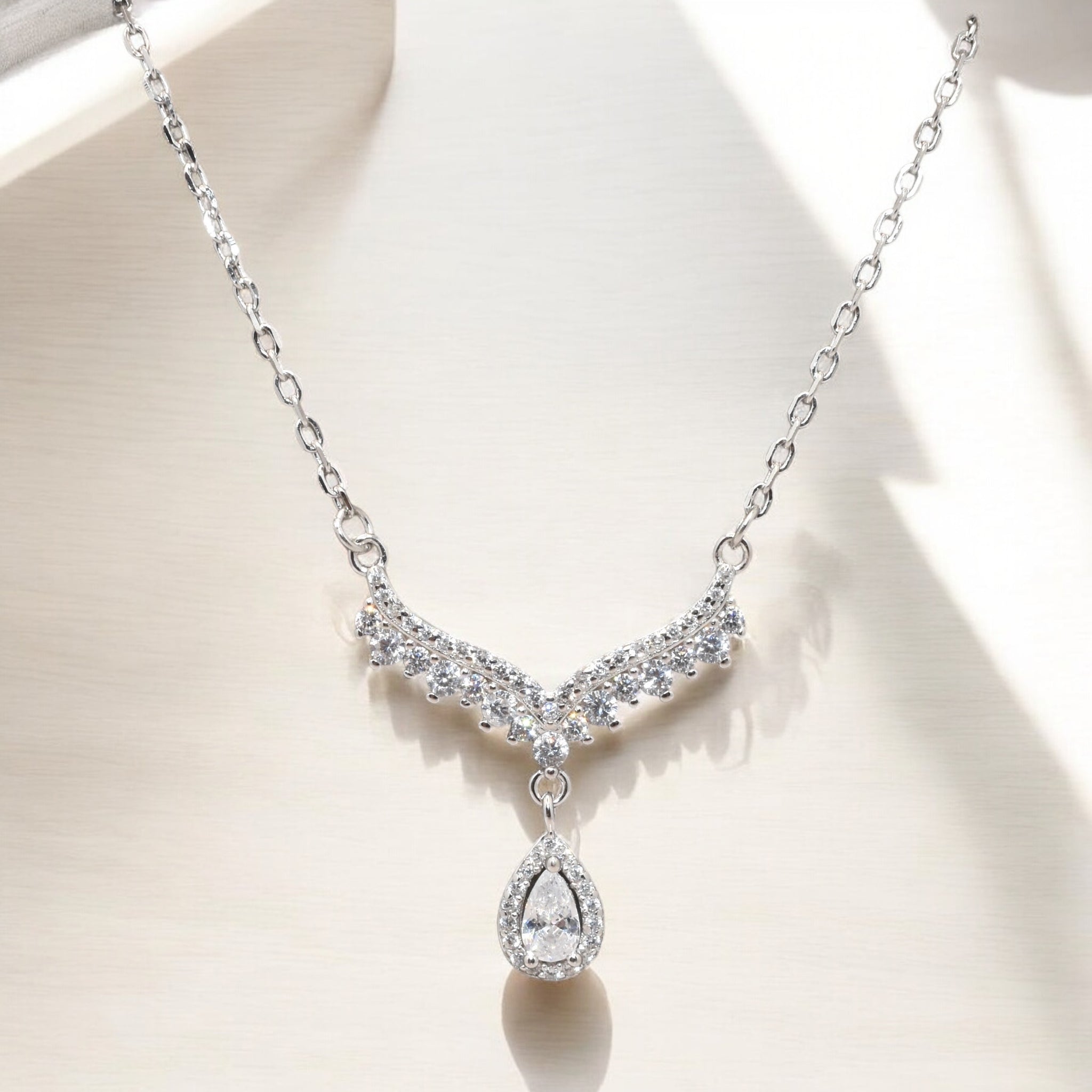 Halo Pear Shape Chain Pendant