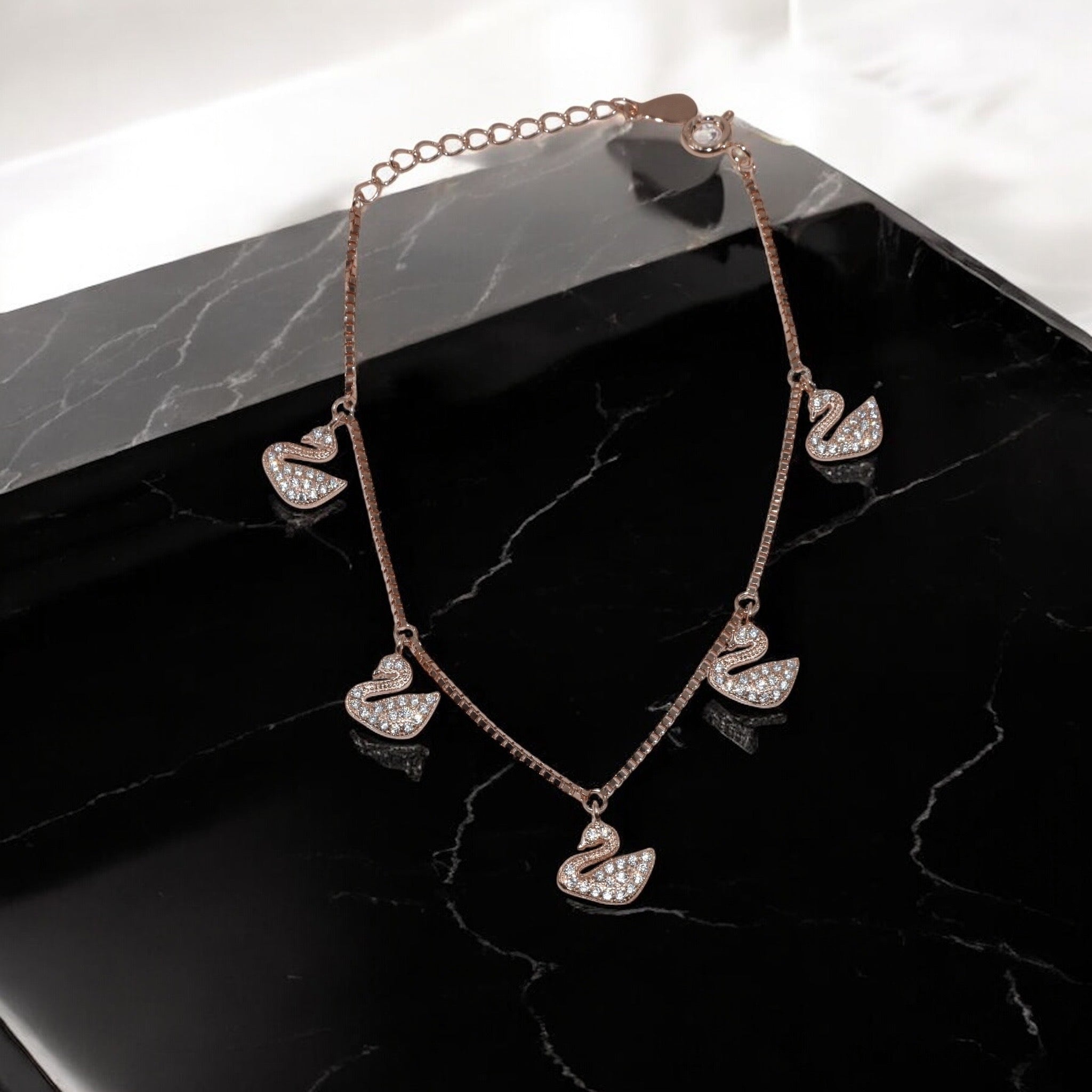 Rose Gold Swan Bracelet
