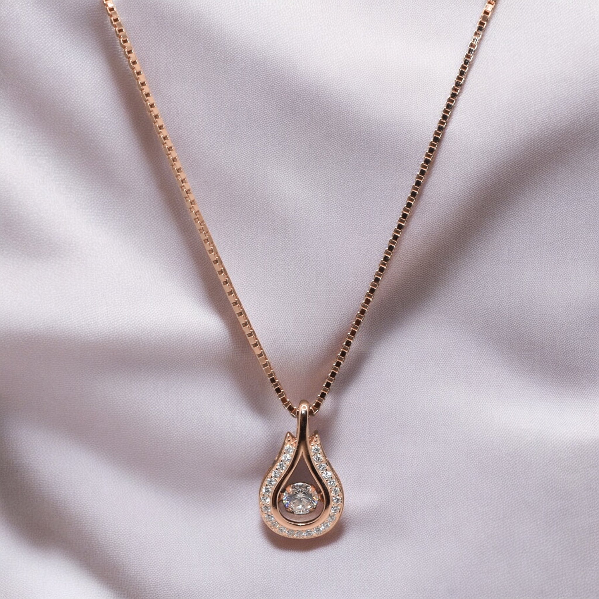 Rose Dancing Solitaire Chain Pendant