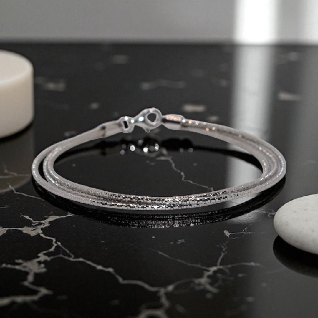 Silver Colour Triple Line Italian Bracelet