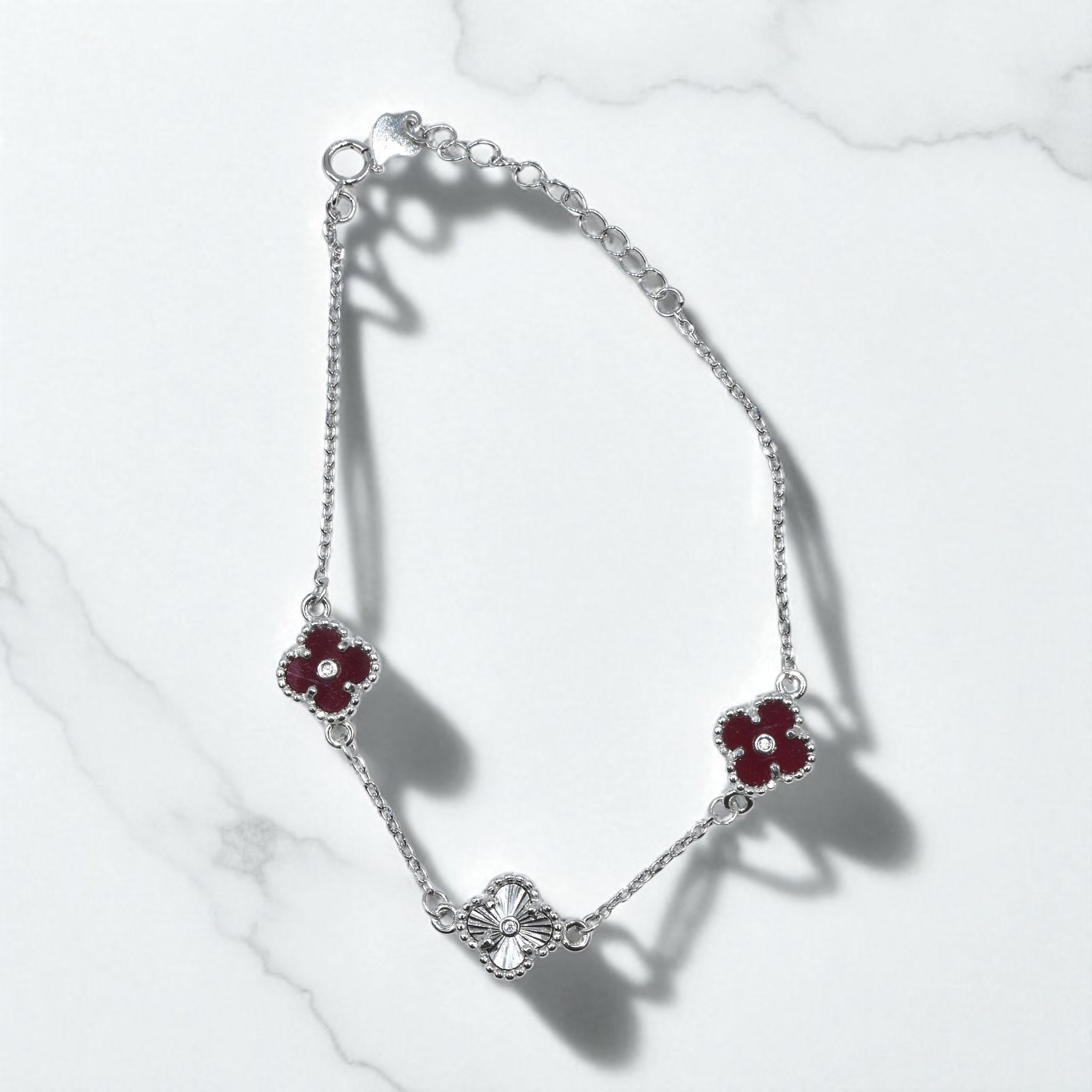 Ruby Clover Bracelet