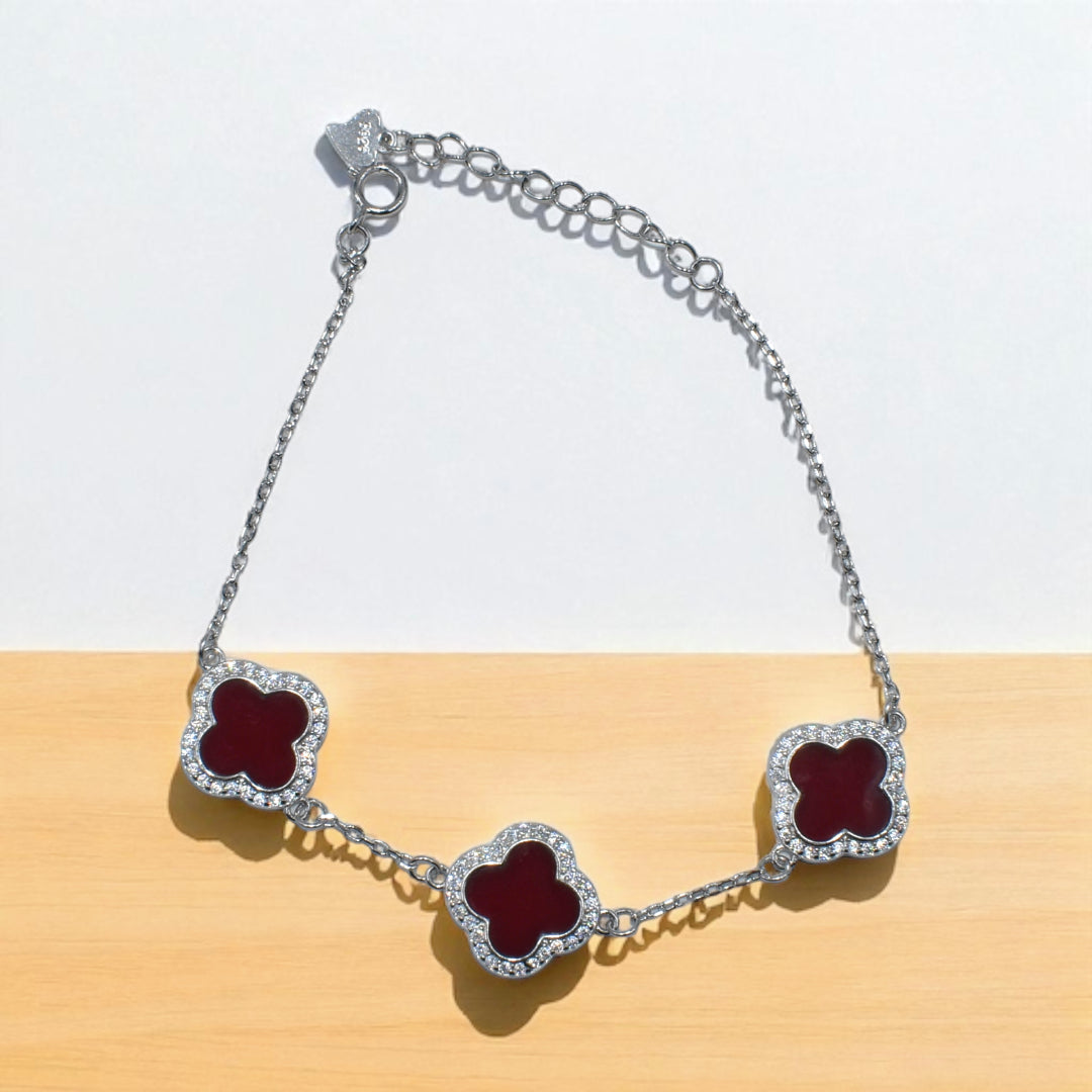 Ruby Clover Bracelet