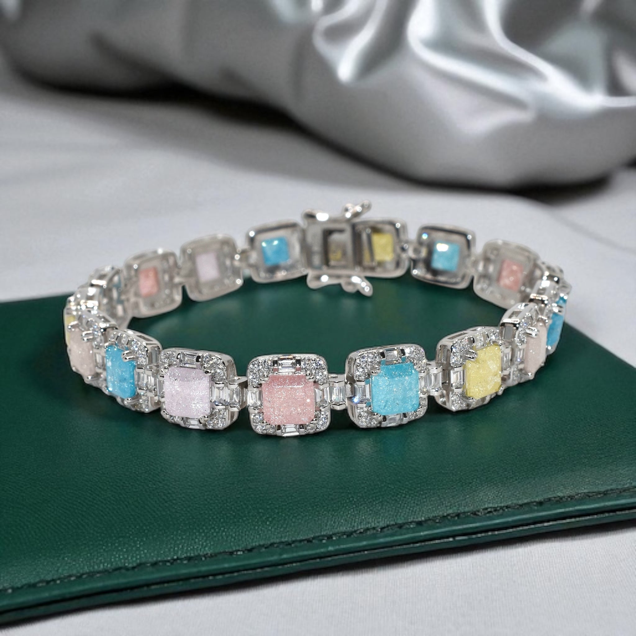 Pastel Baguette Cushion Cut Bracelet