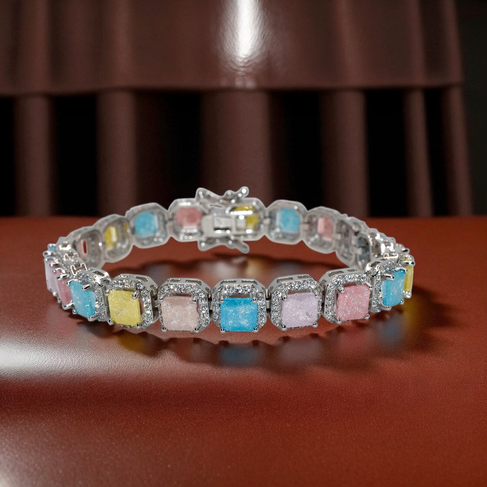 Cushion Cut Pastel Bracelet