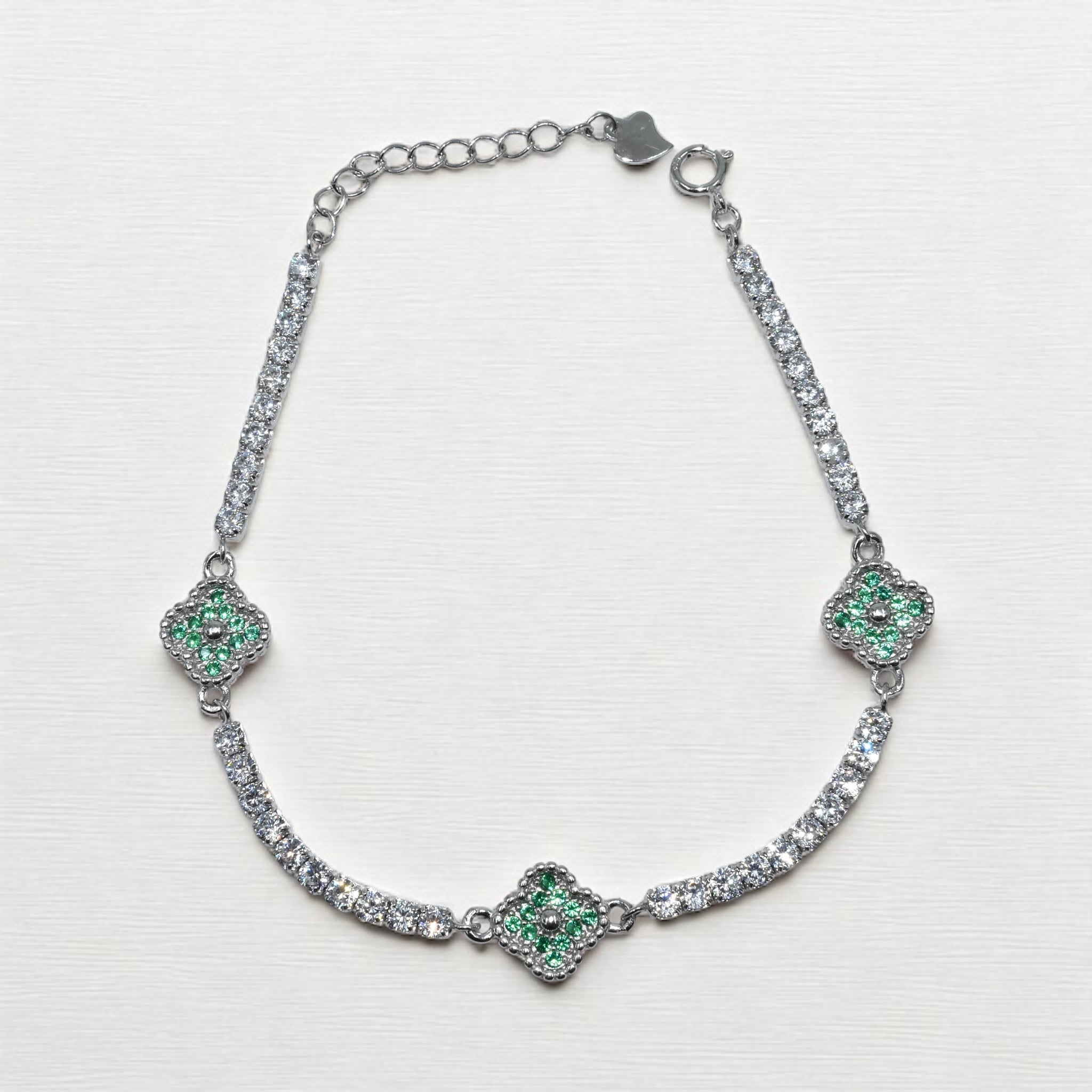 Emerald Coloured Clover Bracelet