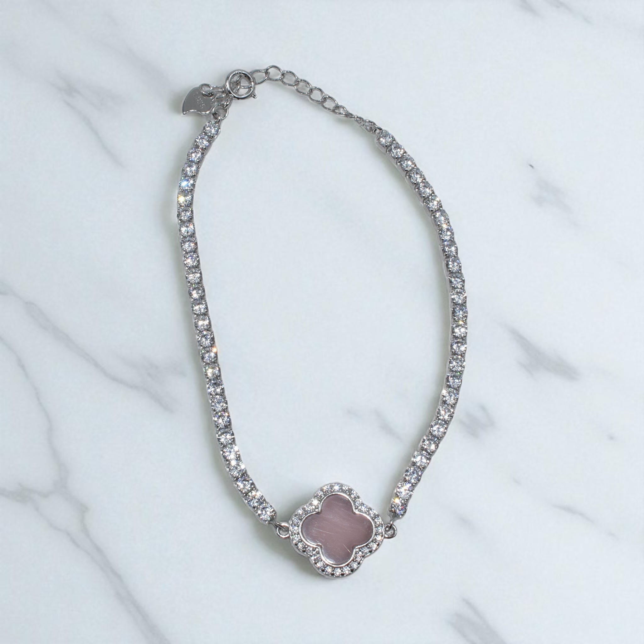 Pink Coloured Clover Bracelet