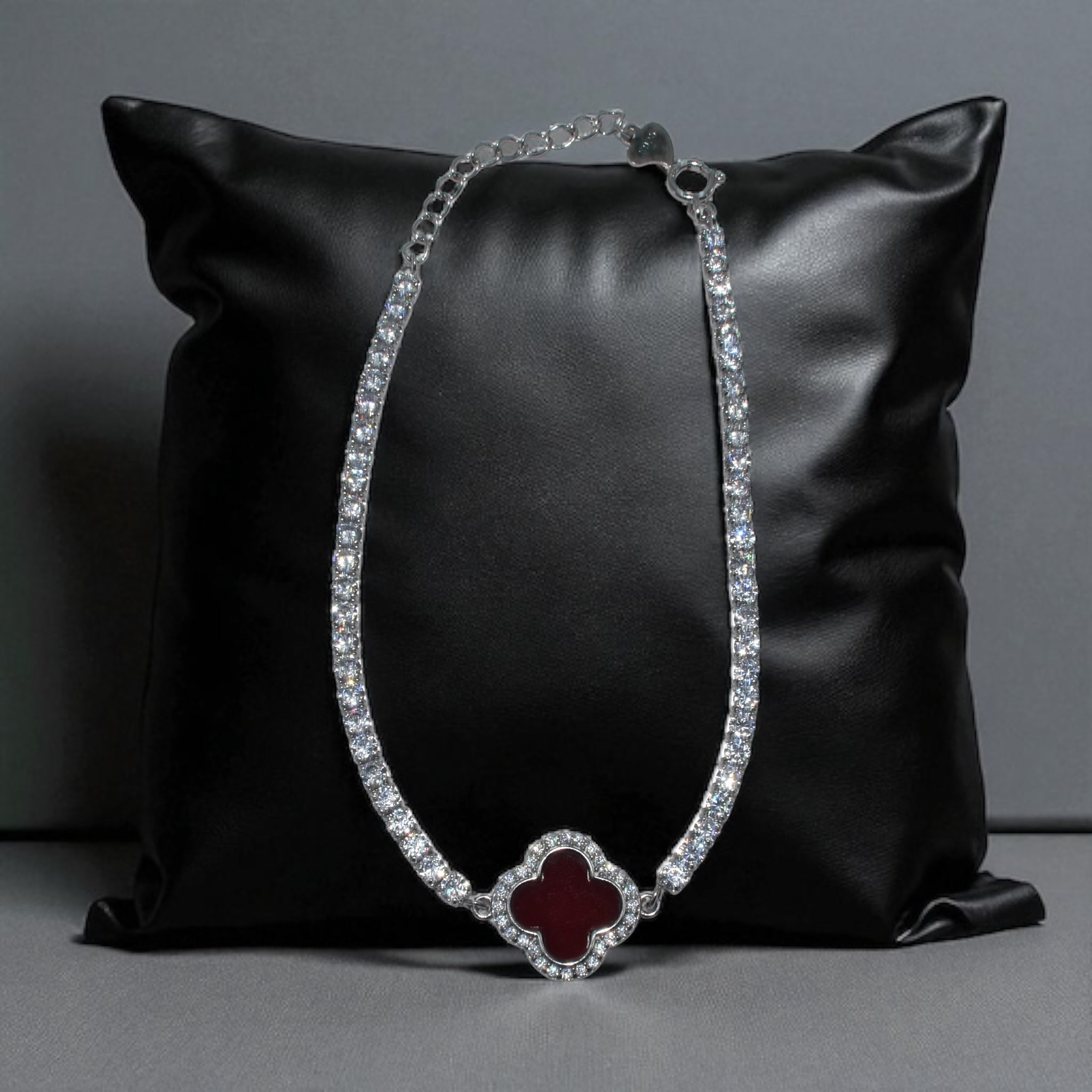Ruby Coloured Clover Bracelet