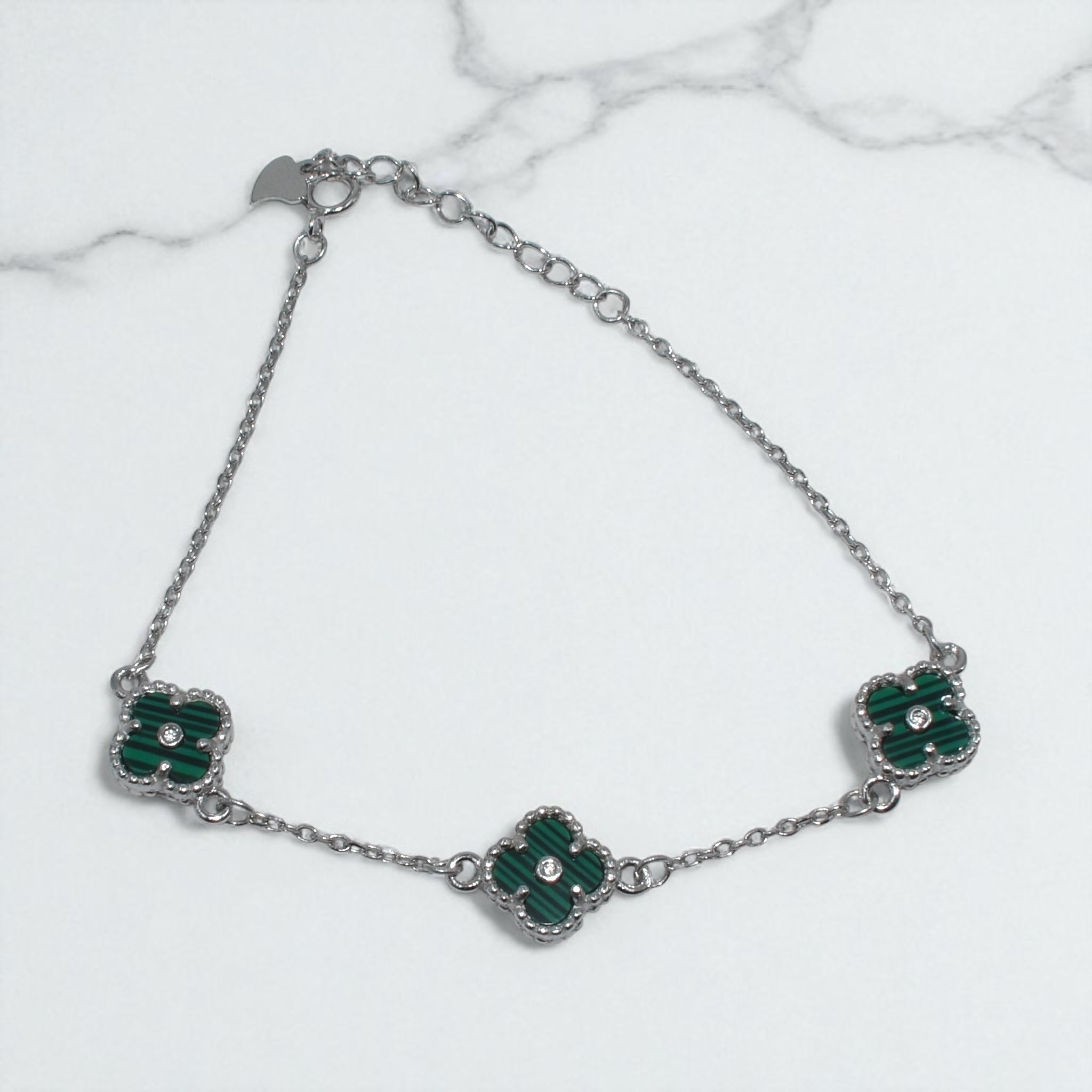 Emerald Coloured Clover Bracelet