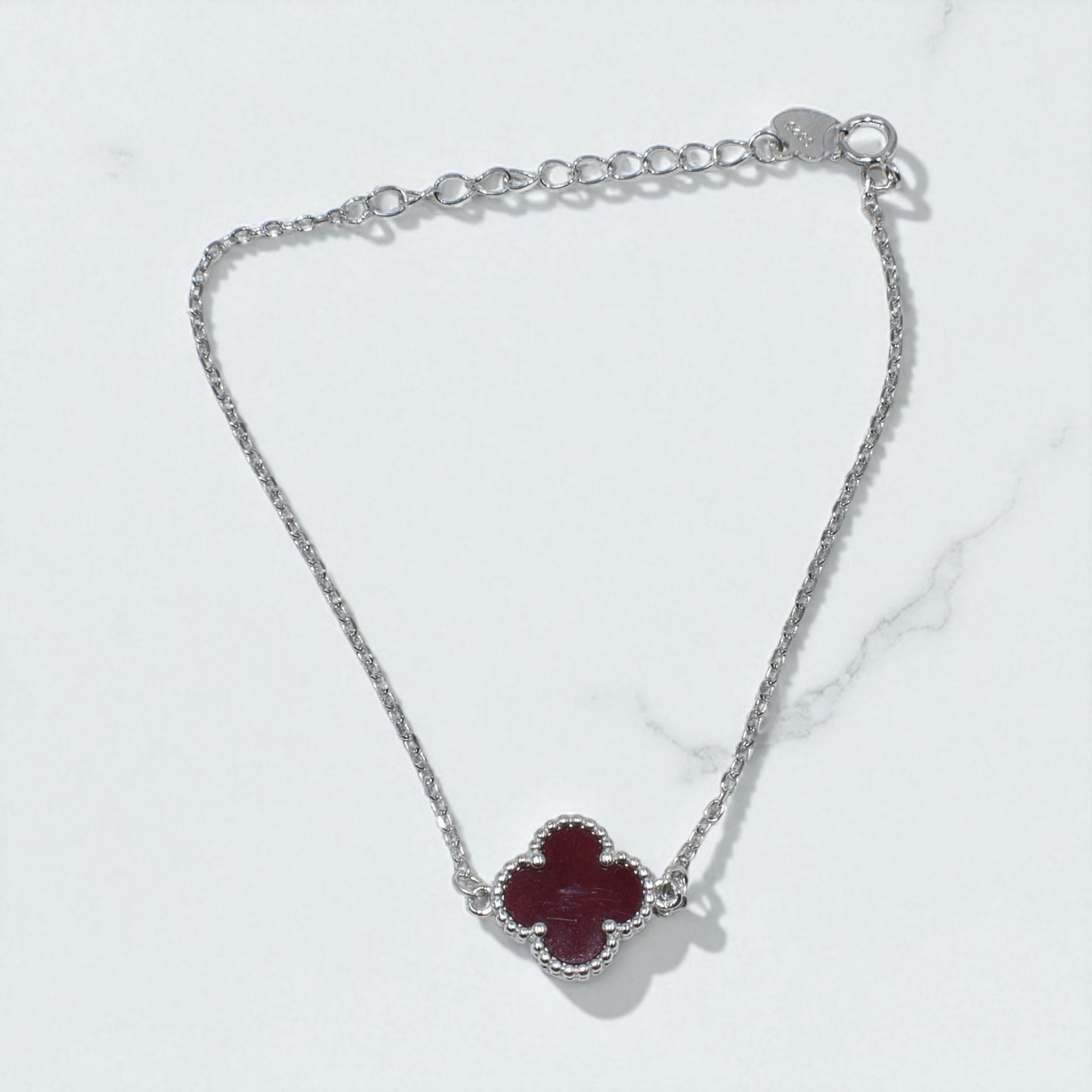 Ruby Coloured Clover Bracelet
