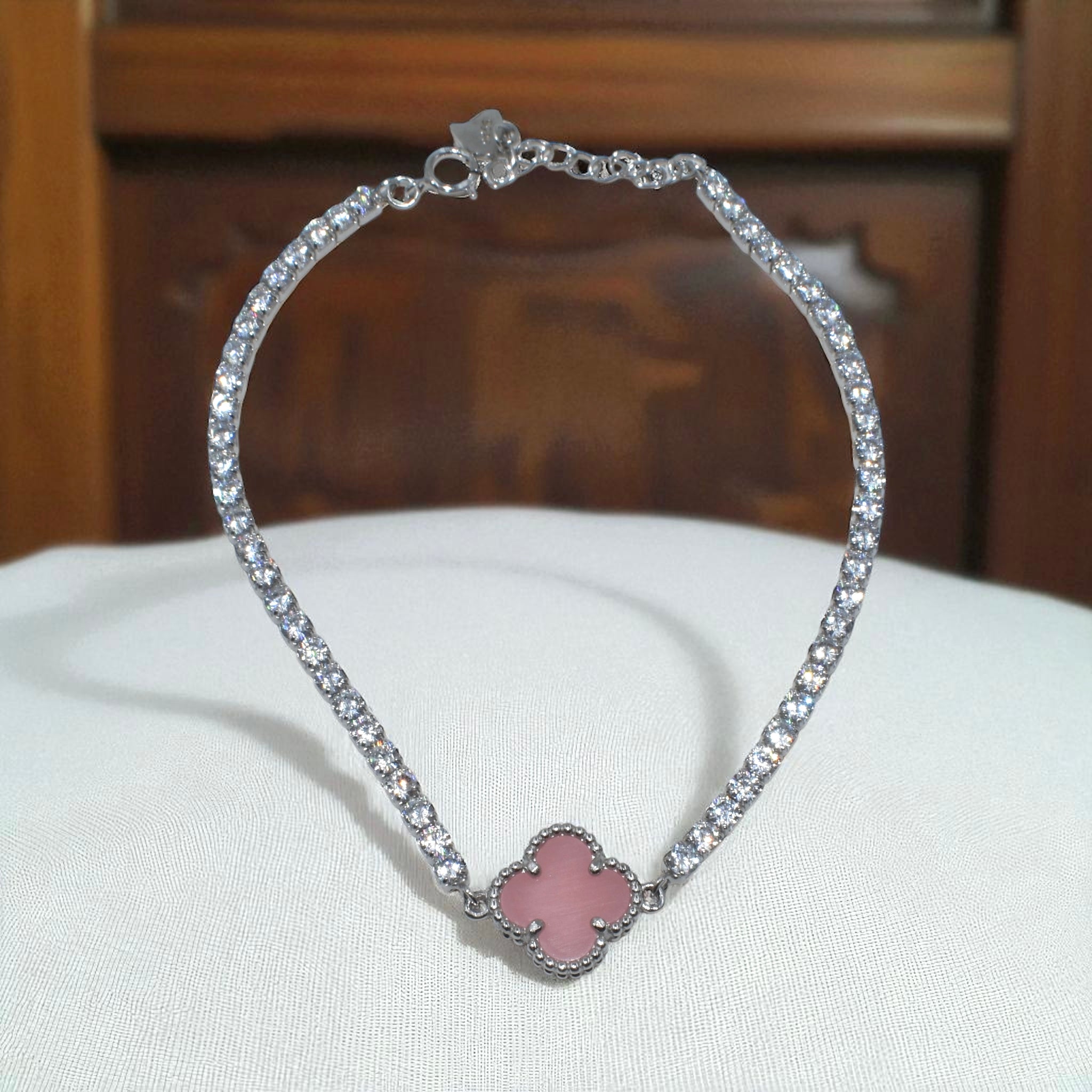 Pink Coloured Tennis Bracelet