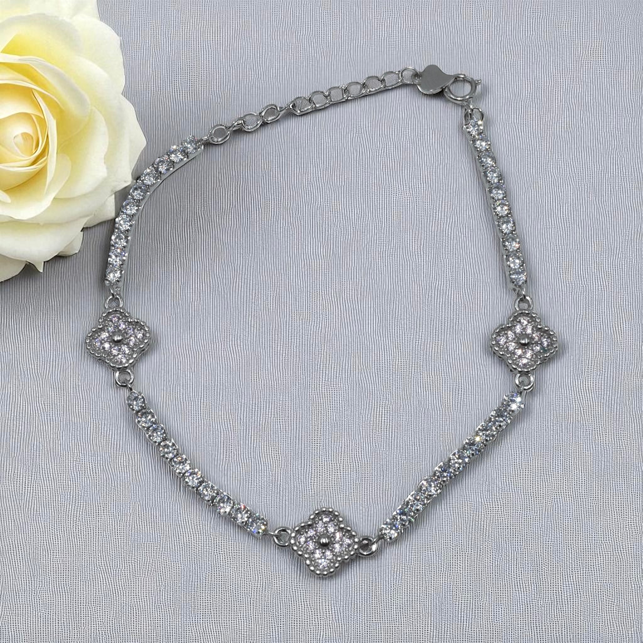 Triple Clover Tennis Bracelet