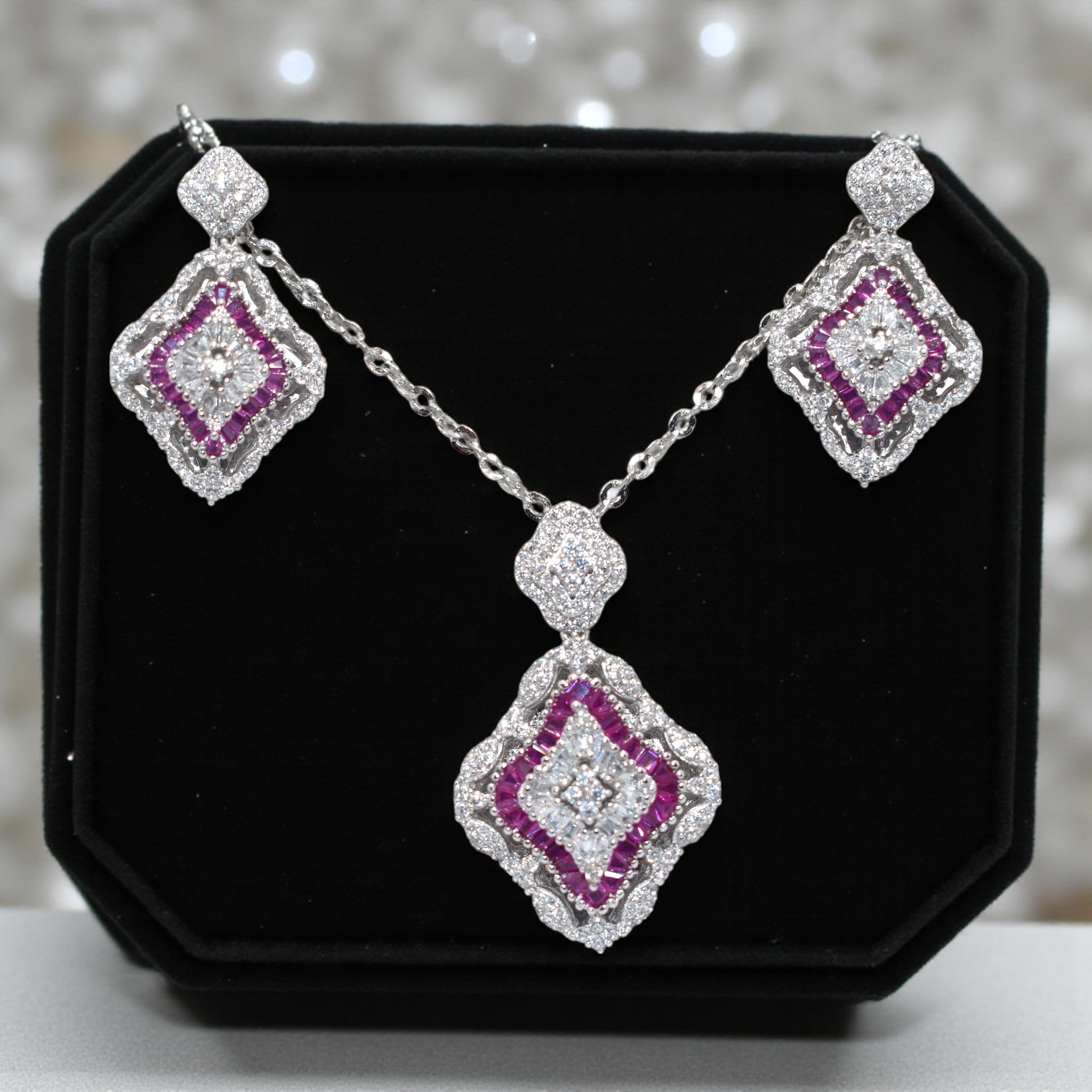Isla Ruby Coloured Chain Pendant