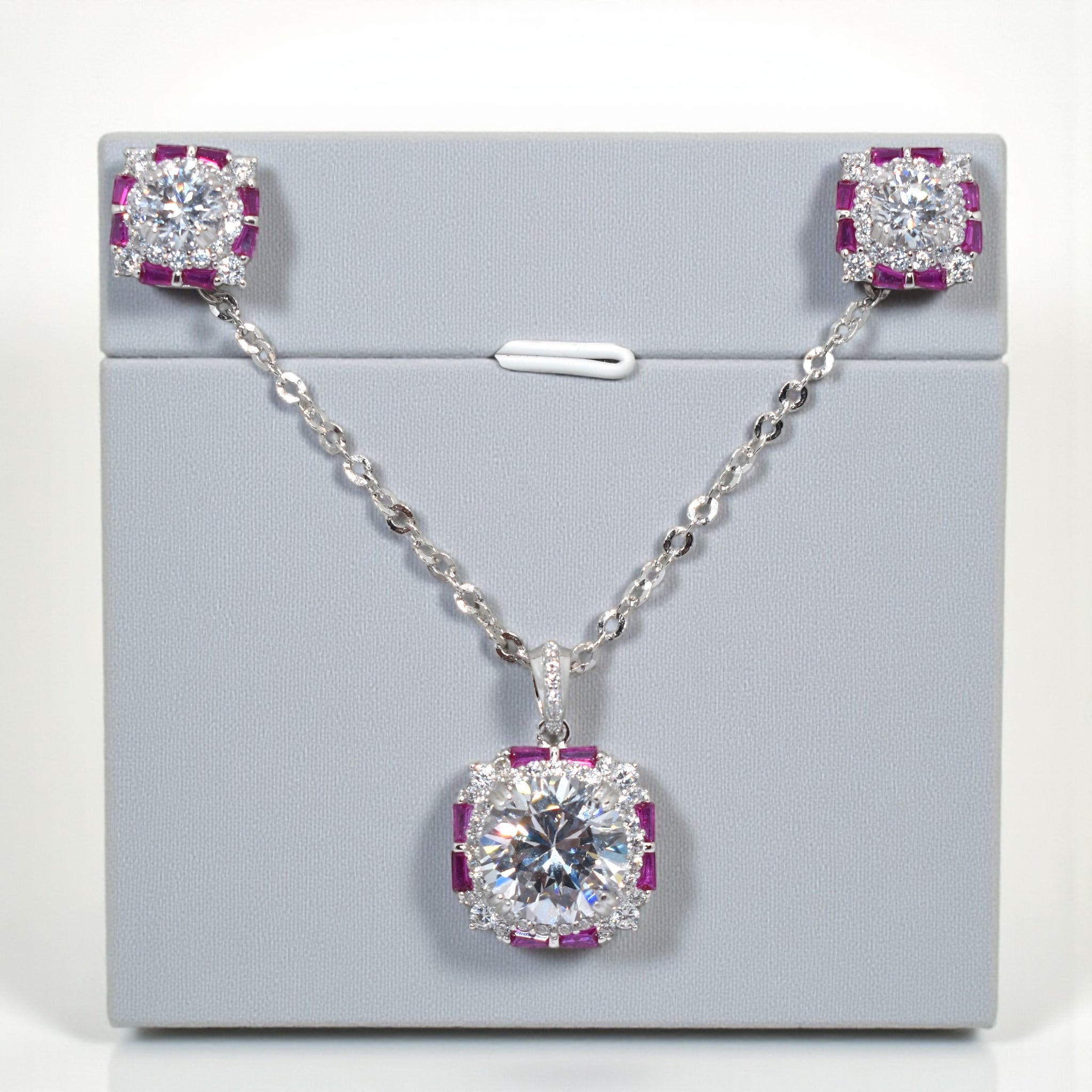 Olivia Ruby Coloured Chain Pendant