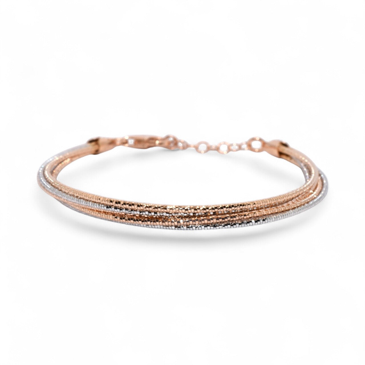 Dual Tone Five Line Italian Bracelet