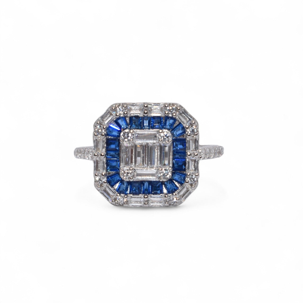 Isabella Sapphire Coloured Cushion Cut Ring