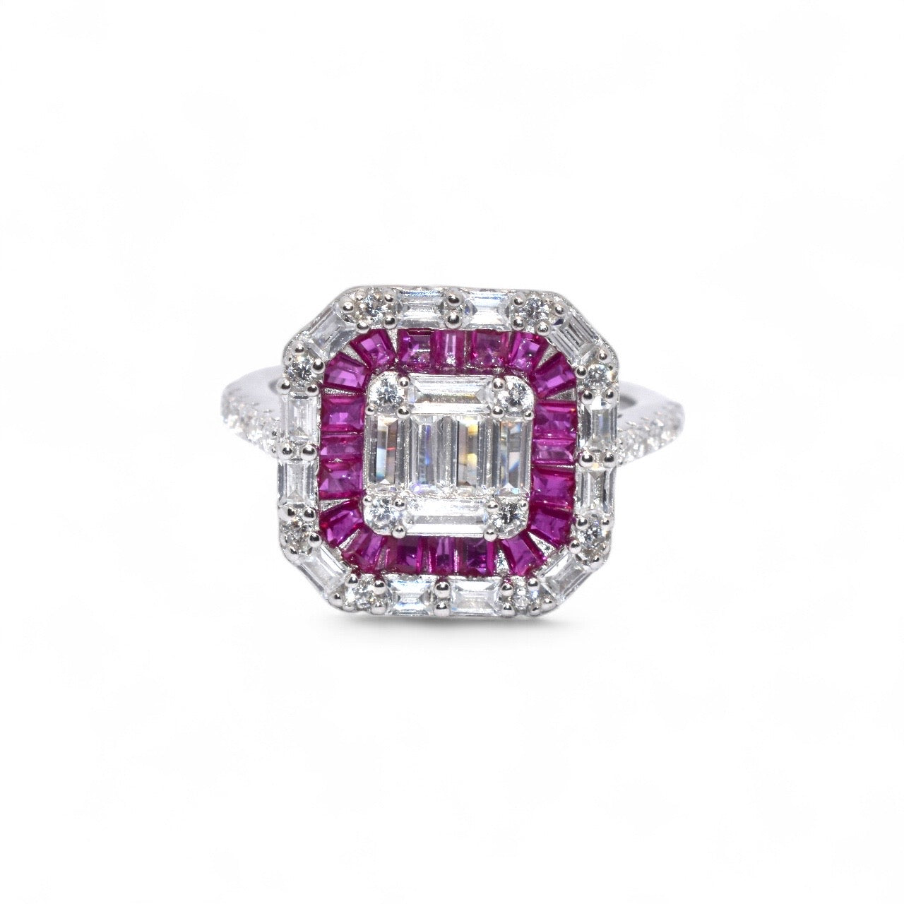 Francesca Ruby Coloured Cushion Cut Ring