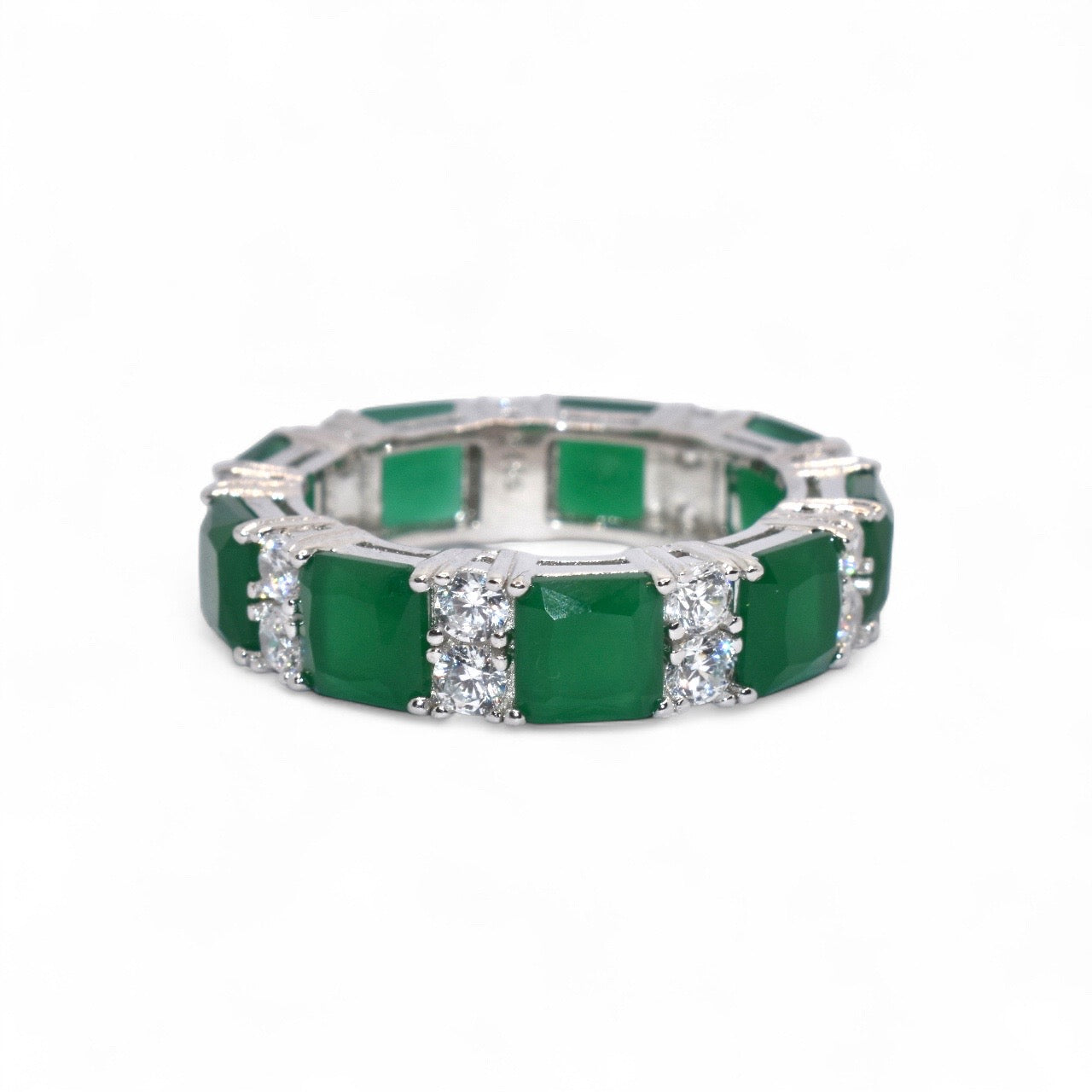 Emerald Coloured Cushion Cut Ring