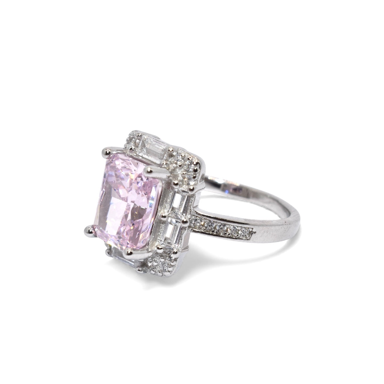 Kalyna Pink Coloured Emerald Cut Ring