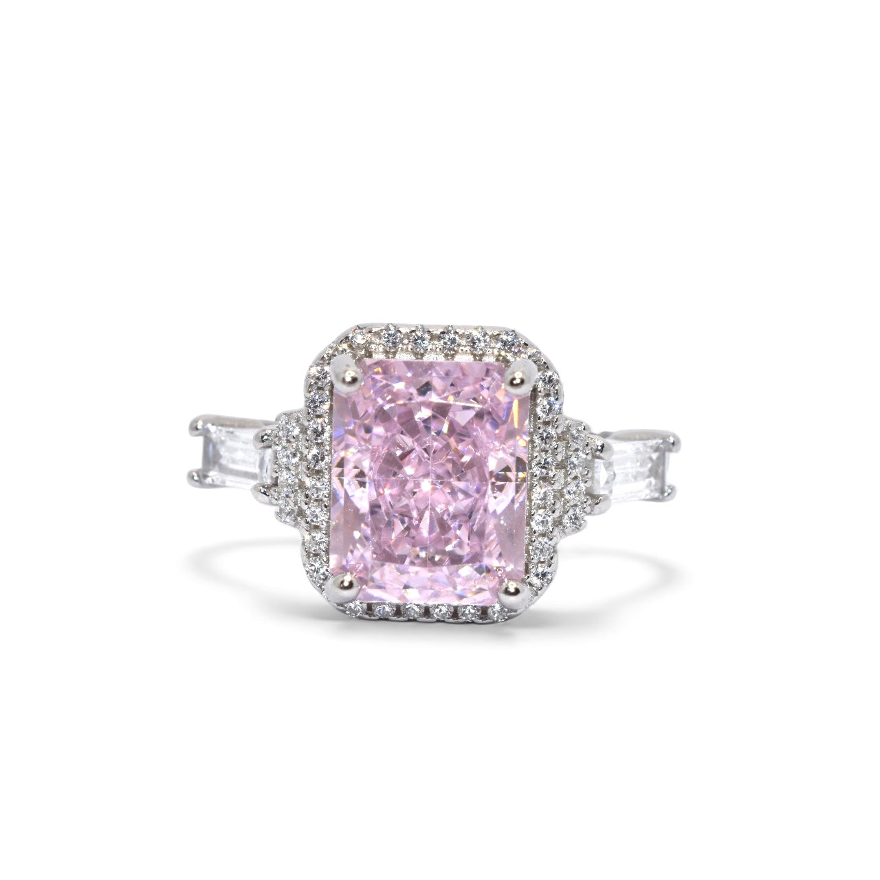 Nataliya Pink Coloured Emerald Cut Ring