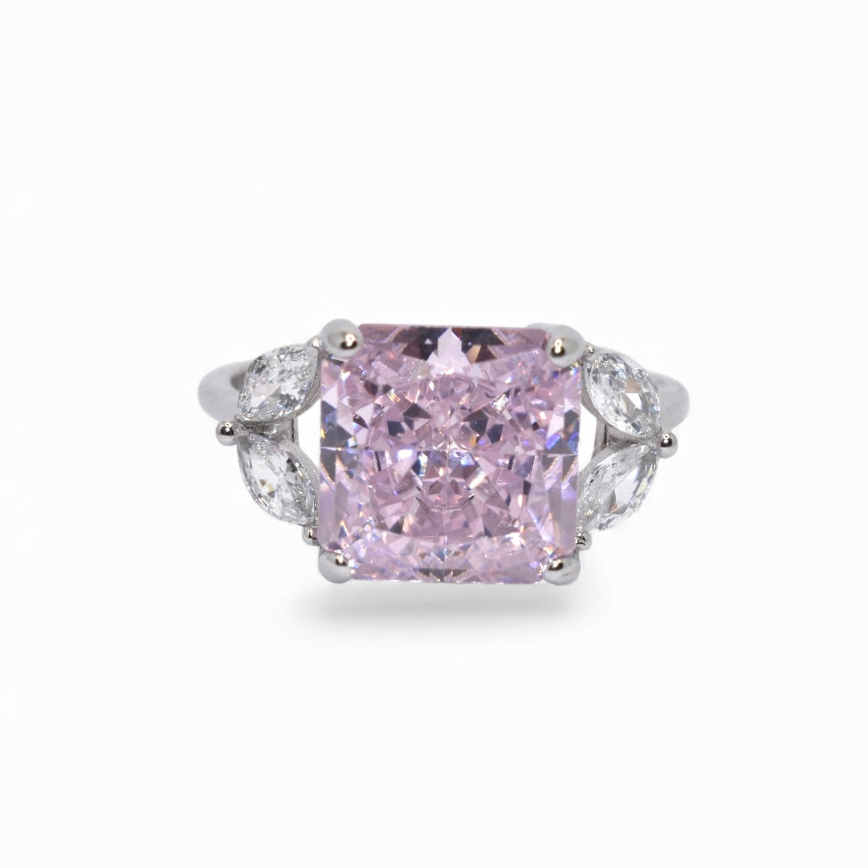 Anna Pink Coloured Cushion Cut Ring