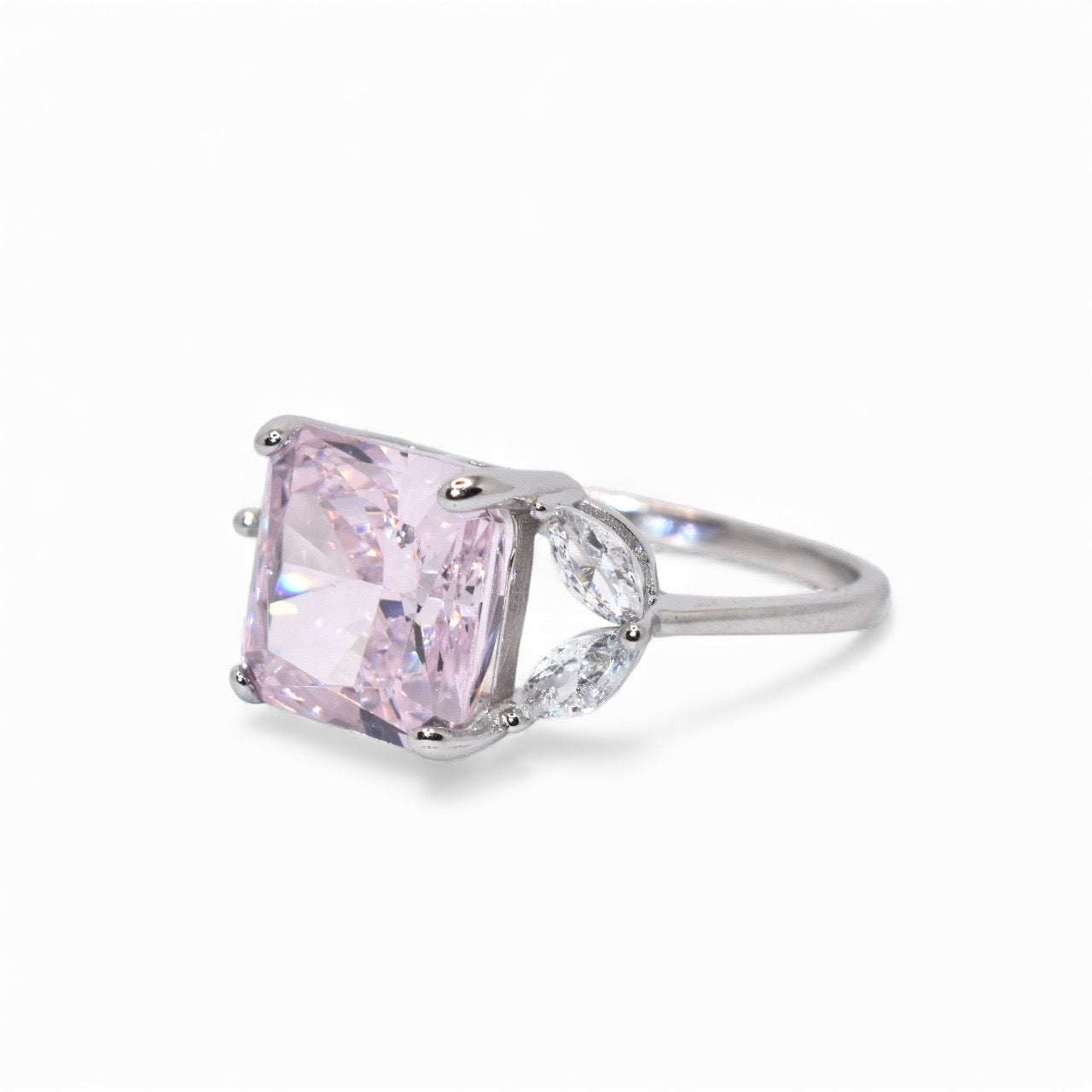 Anna Pink Coloured Cushion Cut Ring